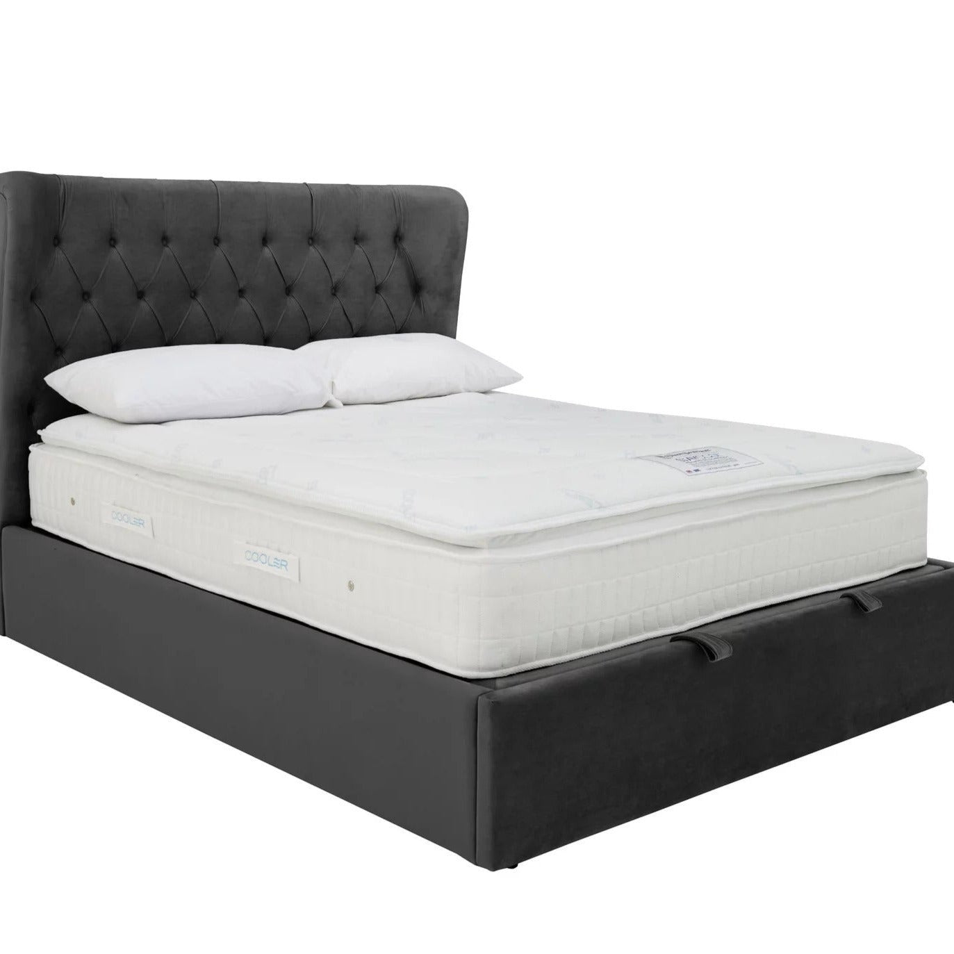 Calypso Velvet Smoke Ottoman Bed - Dante Furniture