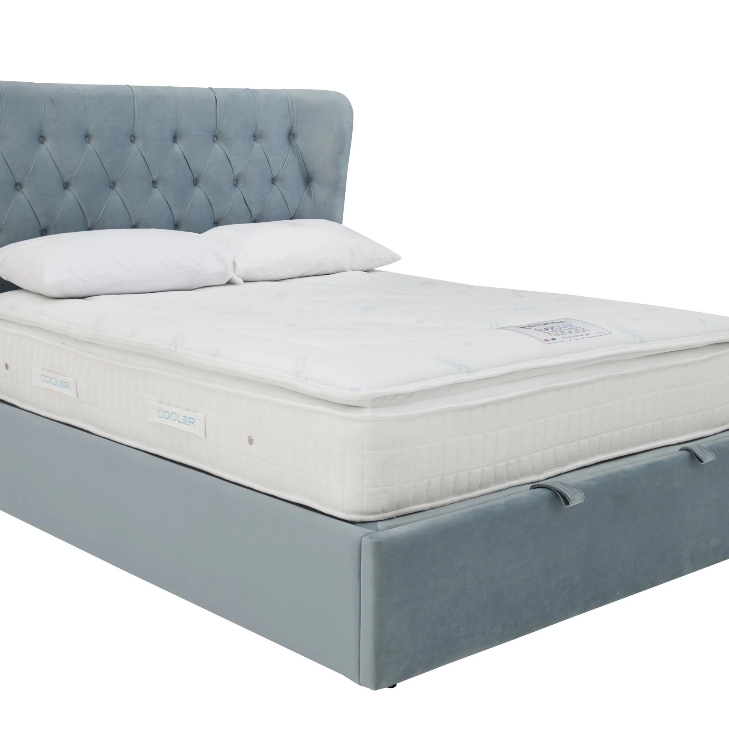 Calypso Velvet Sky Ottoman Bed