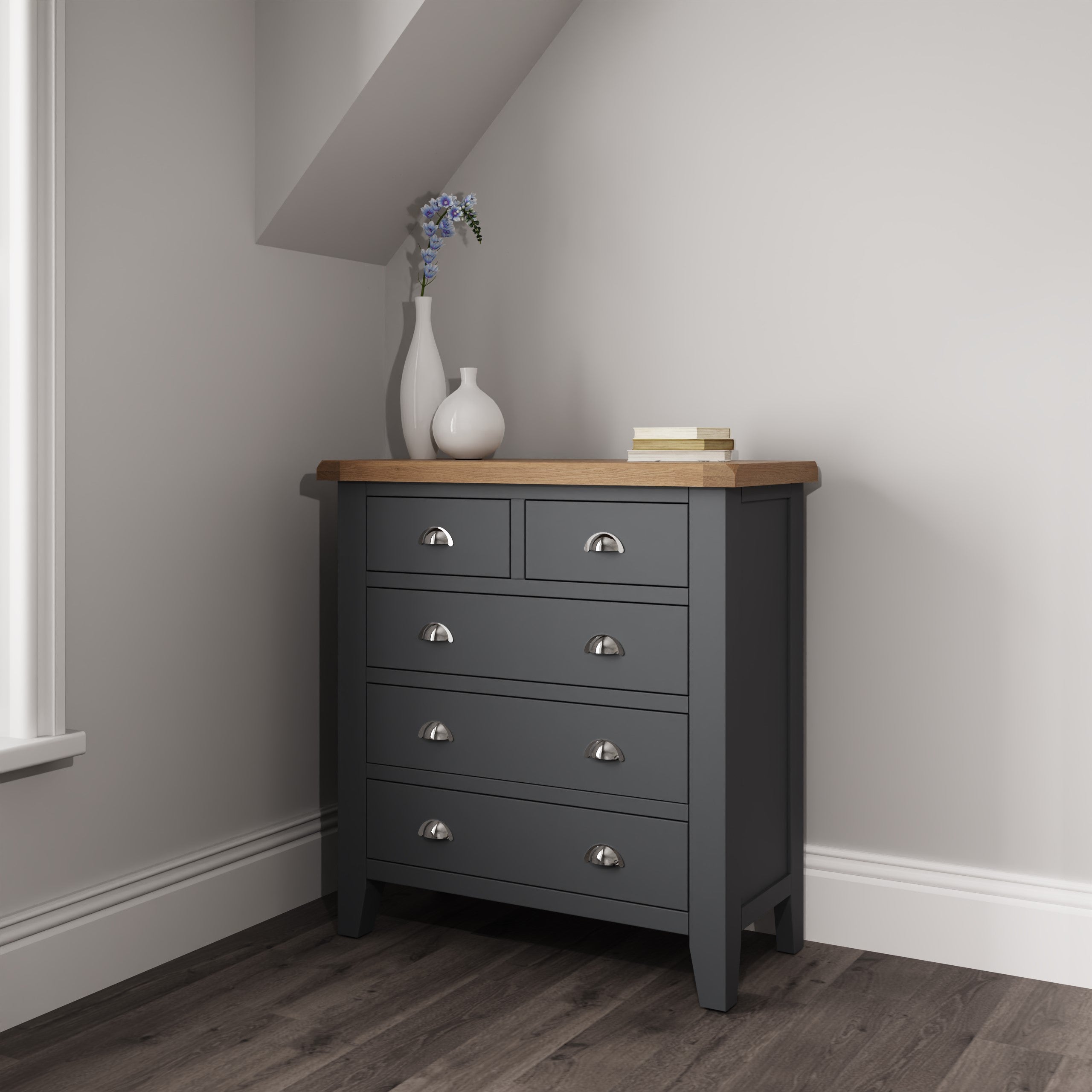 Cotswold 2 Over 3 Chest of Drawers - Charcoal - BedHut
