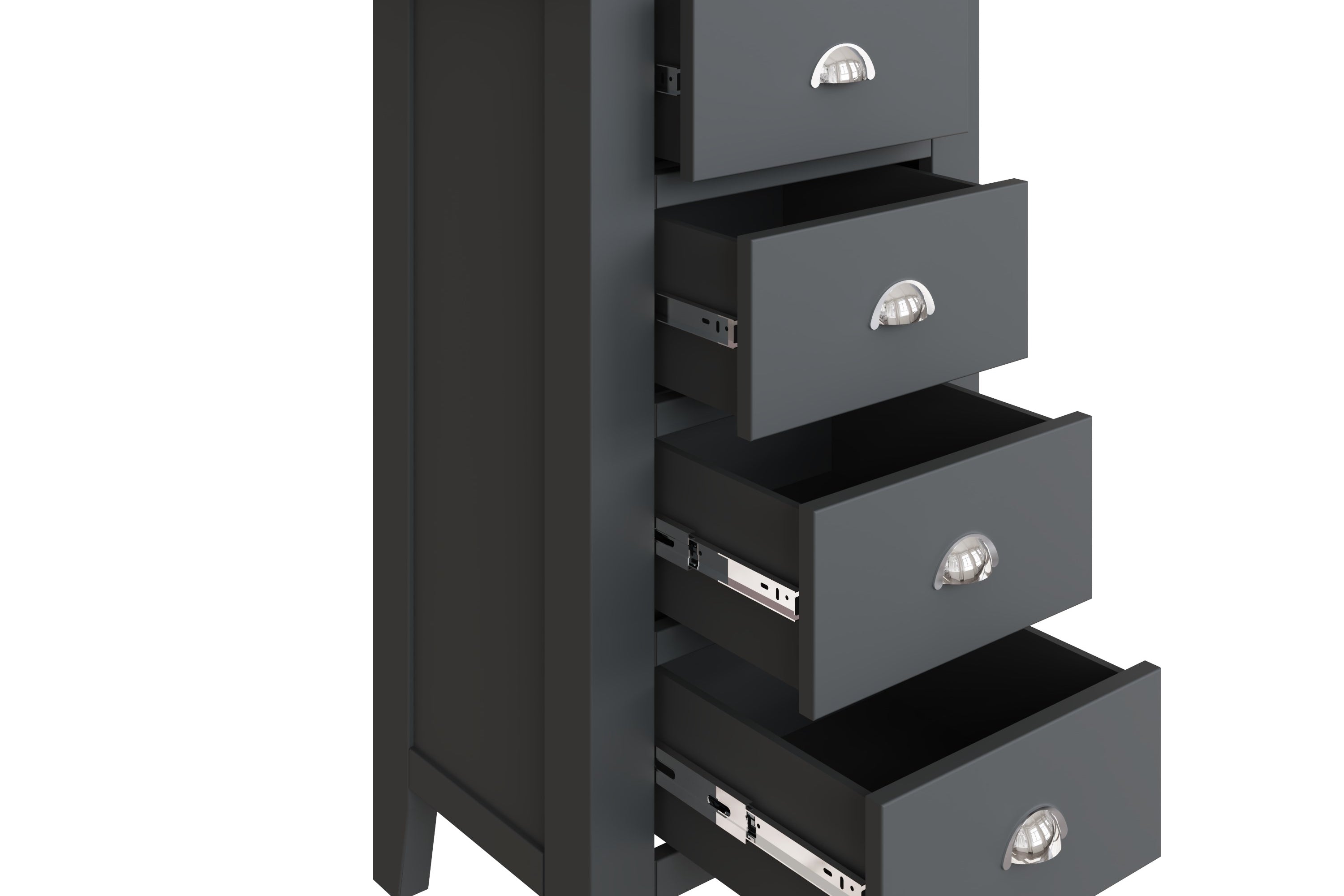 Cotswold 4 Drawer Narrow Chest - Charcoal - BedHut