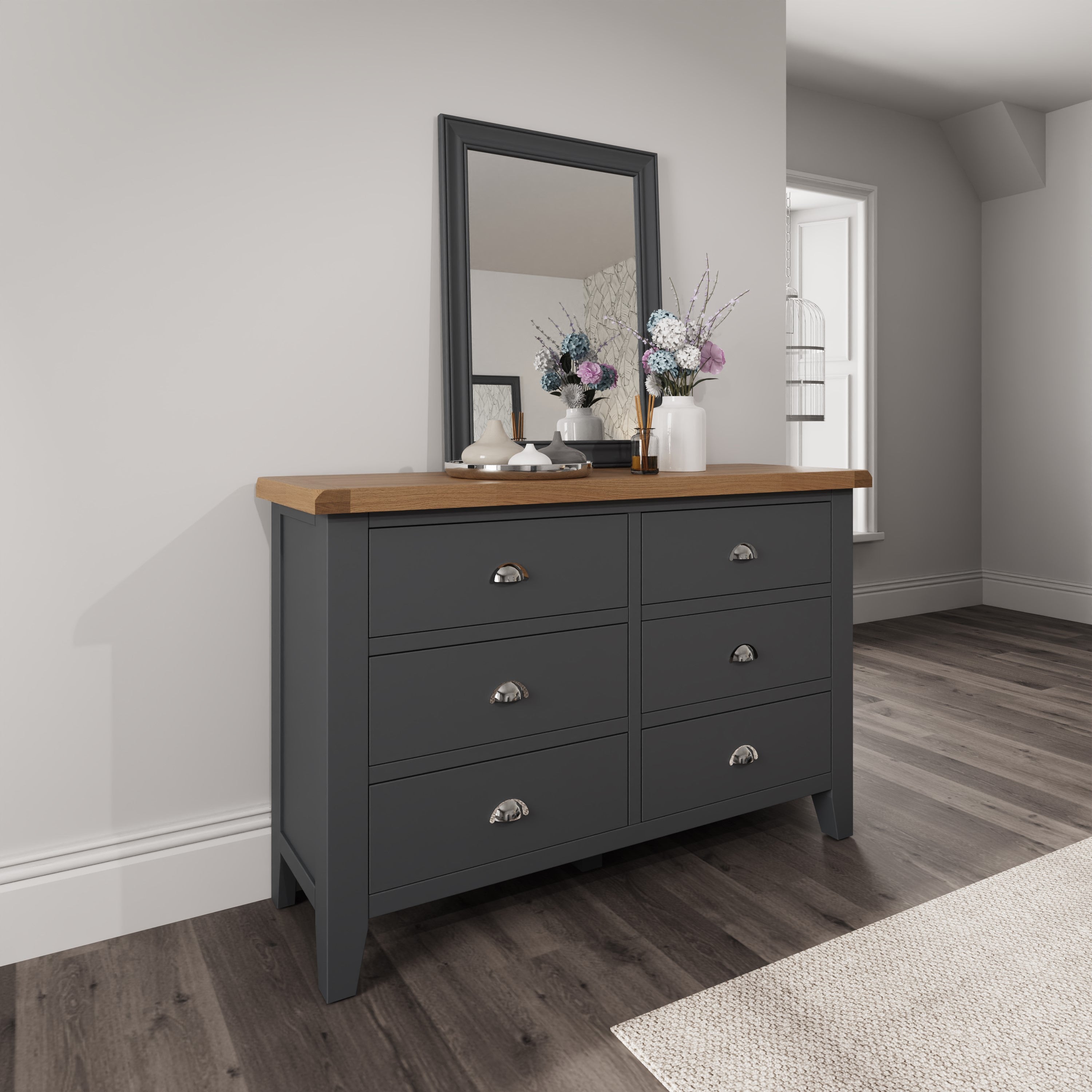 Cotswold 6 Drawer Chest - Charcoal - BedHut