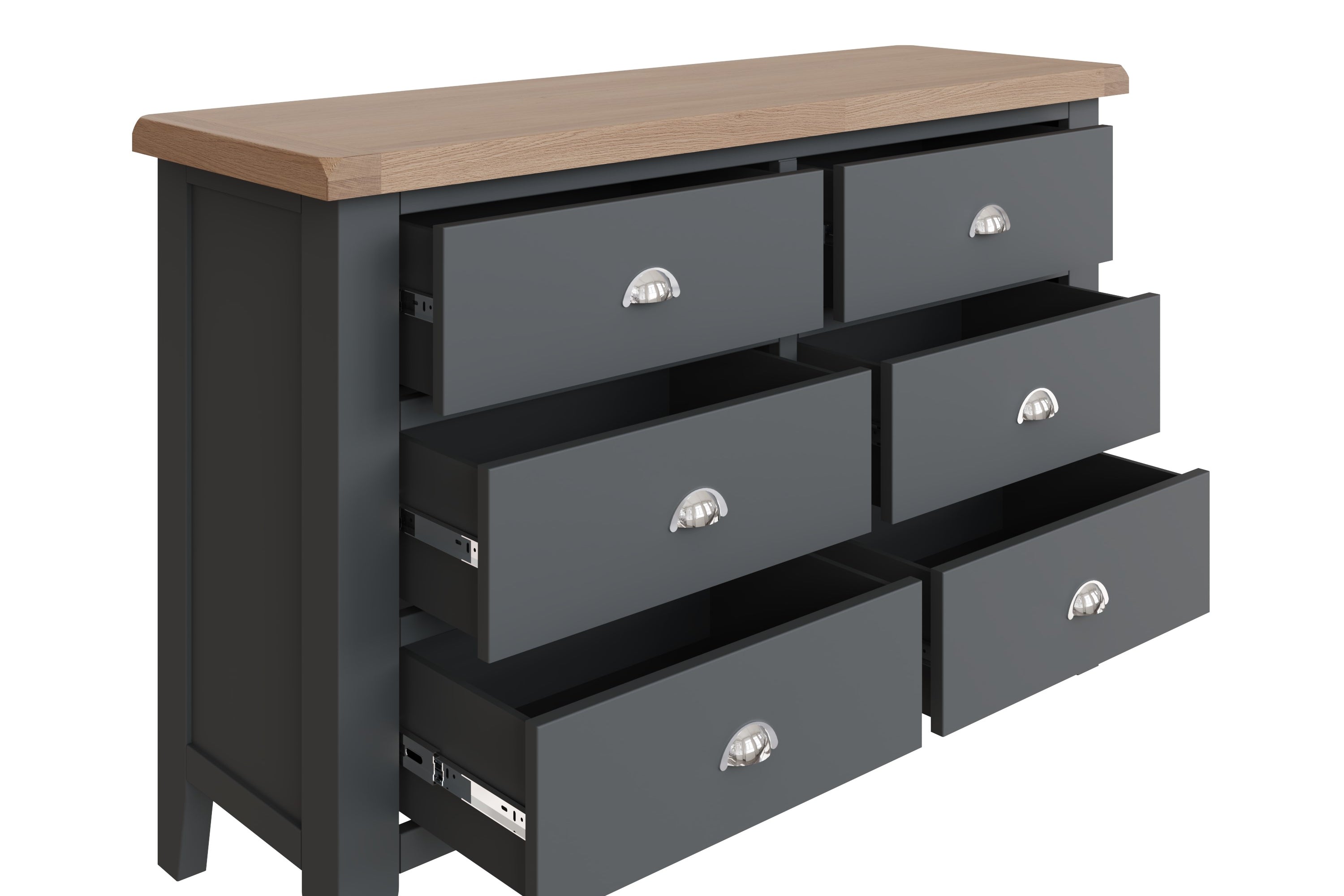 Cotswold 6 Drawer Chest - Charcoal - BedHut