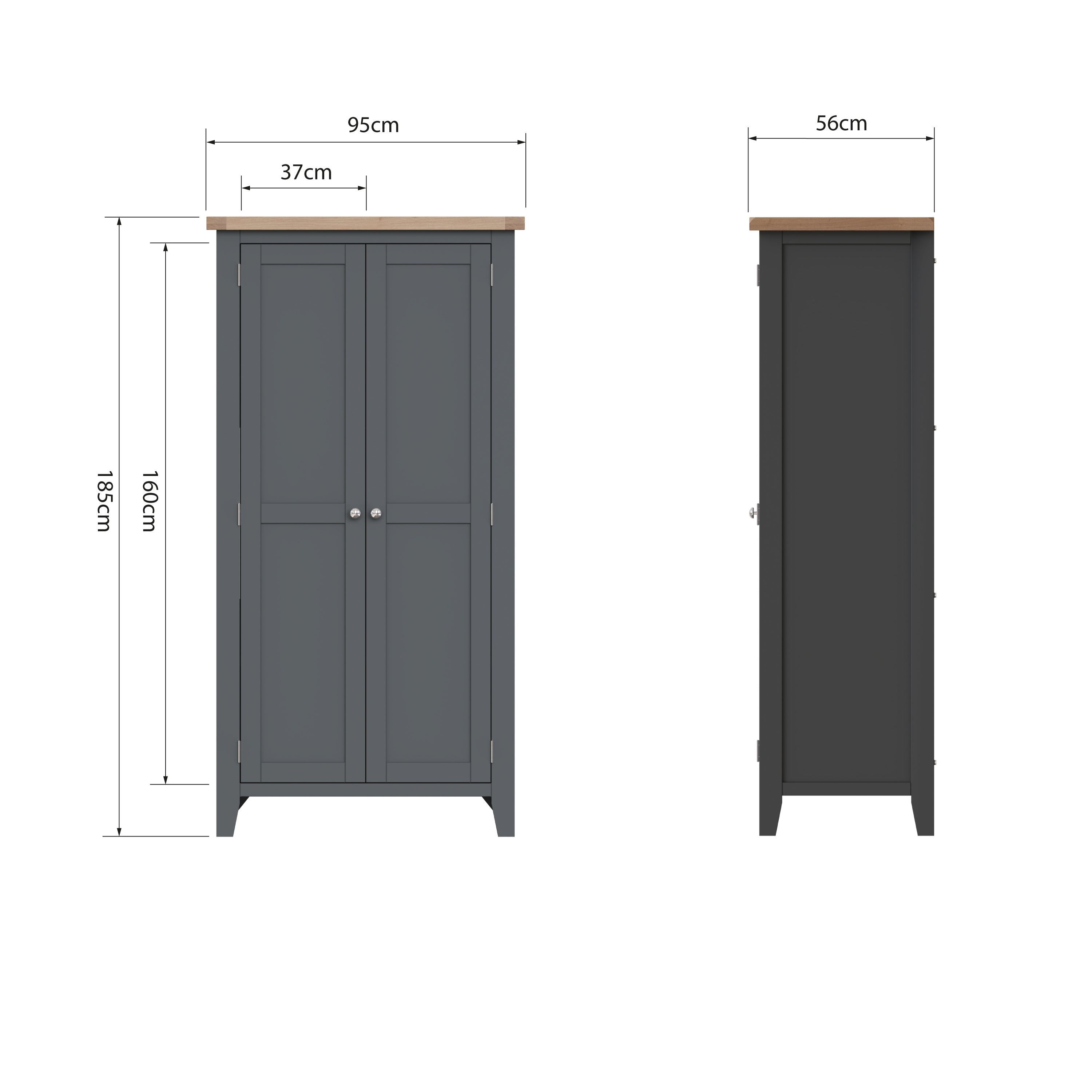 Cotswold Full Hanging wardrobe - Charcoal - BedHut