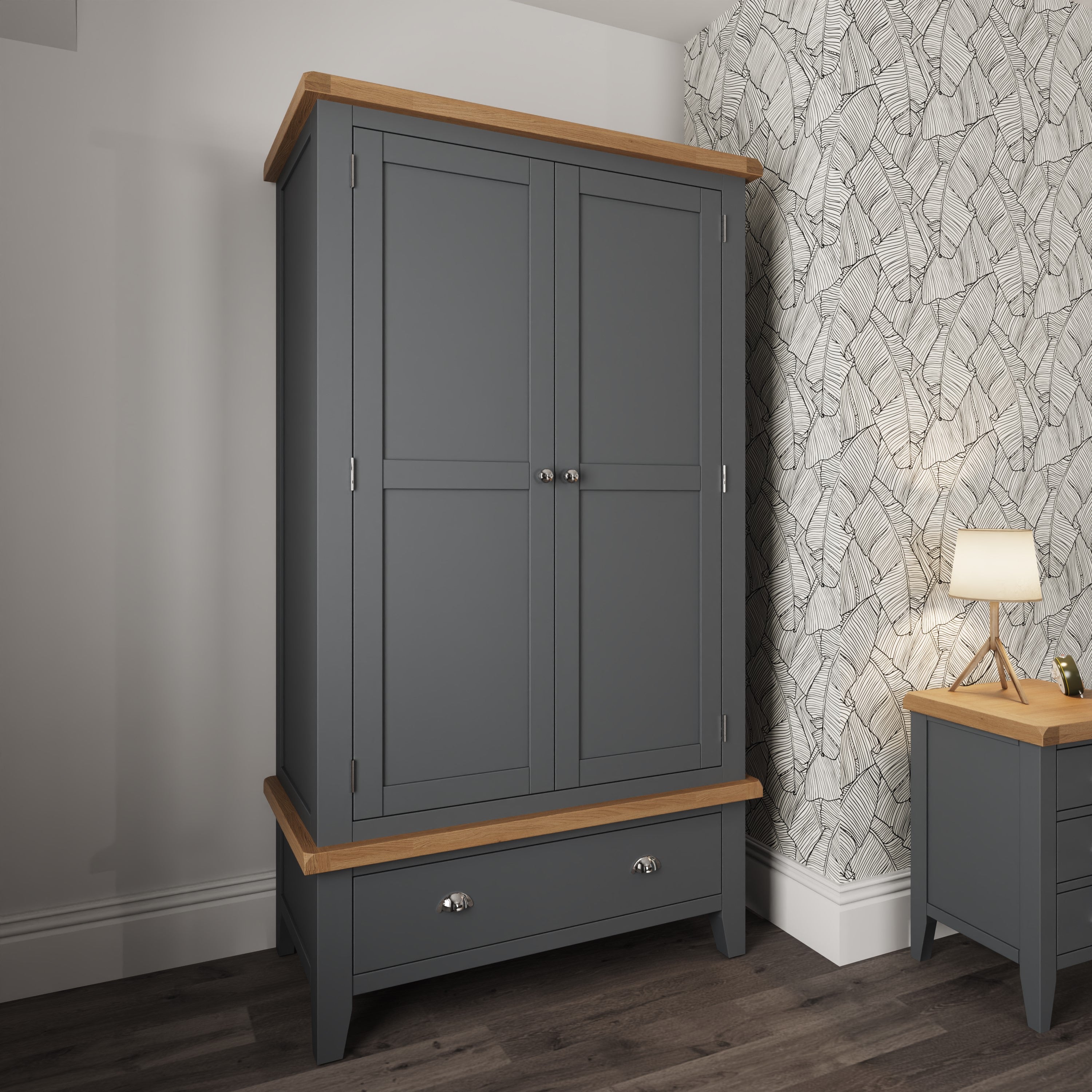 Cotswold 2 Door Wardrobe - Charcoal - BedHut