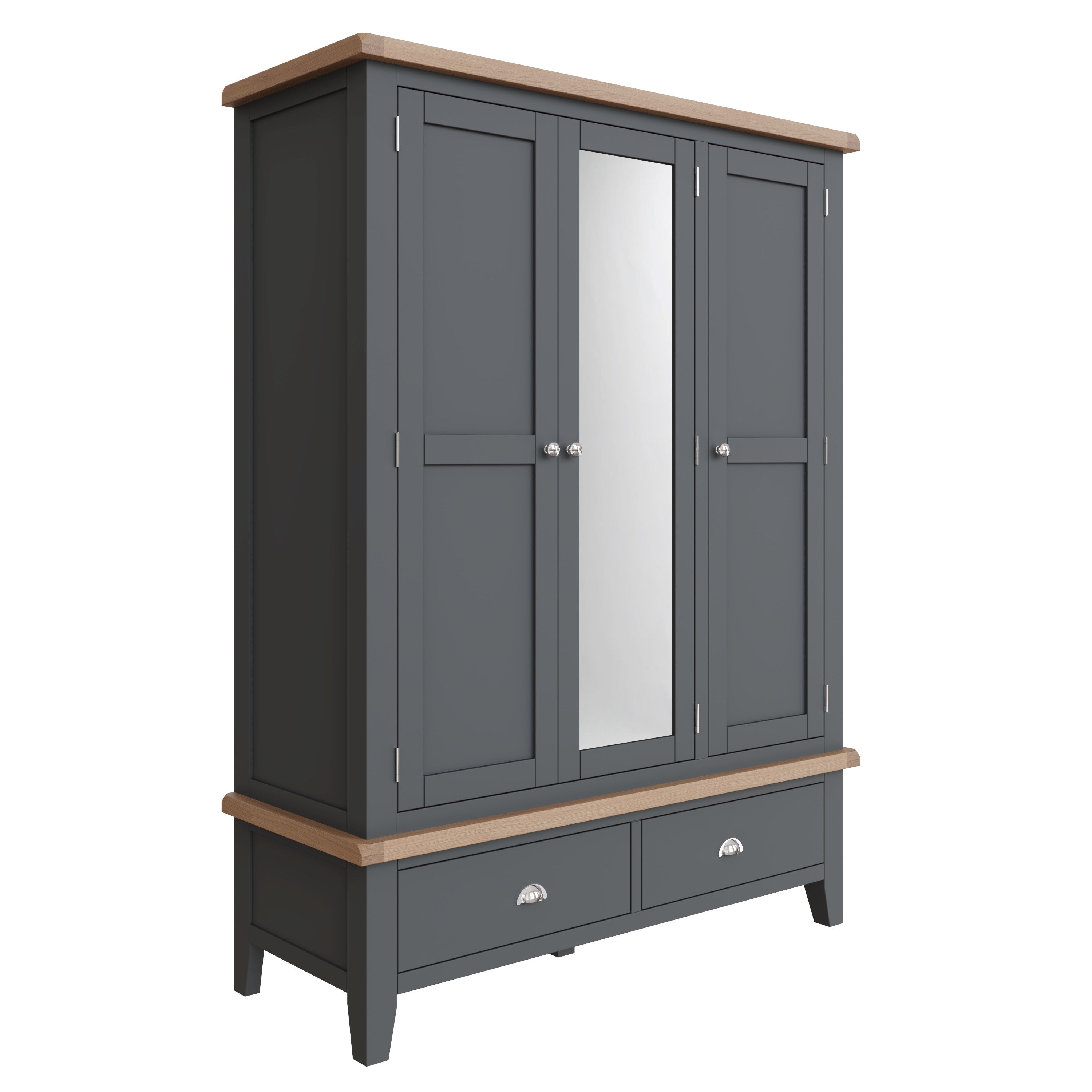 Cotswold 3 Door Wardrobe - Charcoal - BedHut