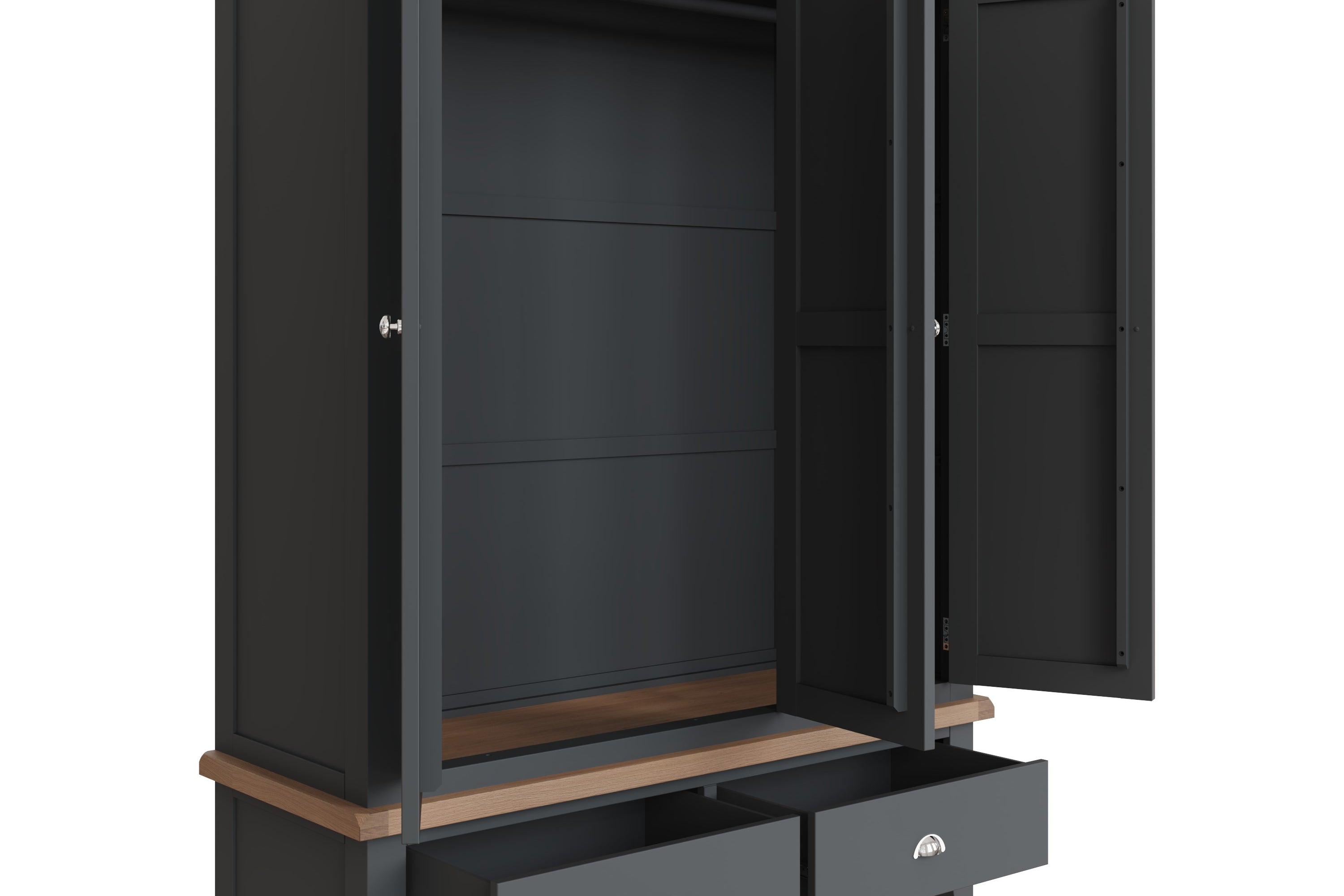 Cotswold 3 Door Wardrobe - Charcoal - BedHut