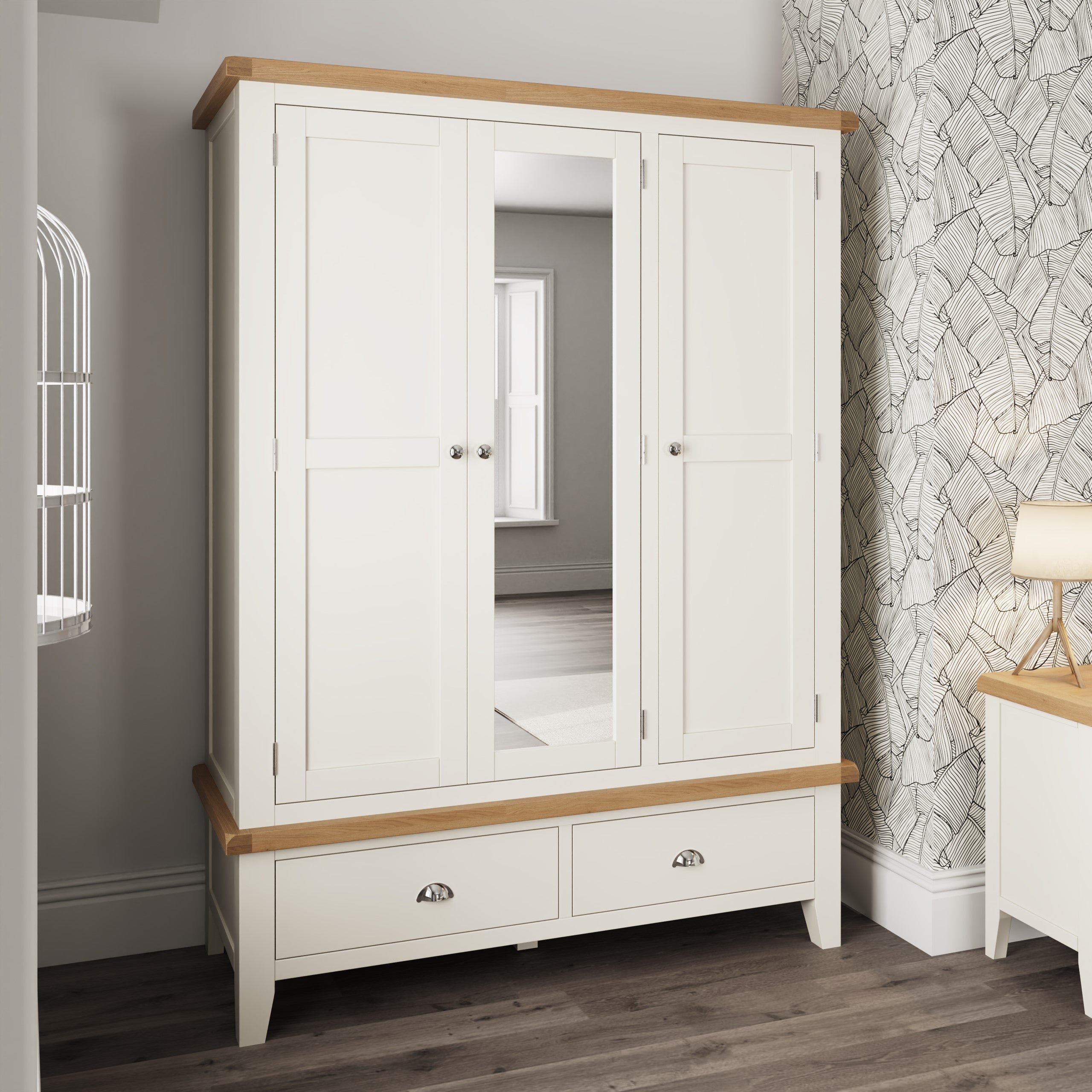 Cotswold 3 Door Wardrobe - White - BedHut