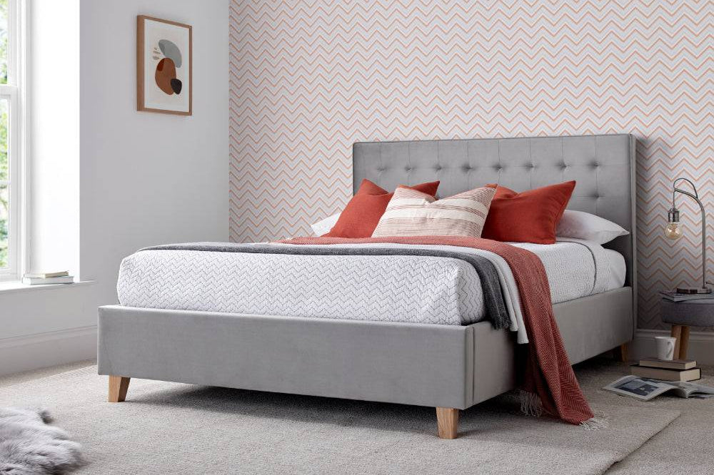 Kingham Ottoman Storage Bed - Grey Velvet - BedHut