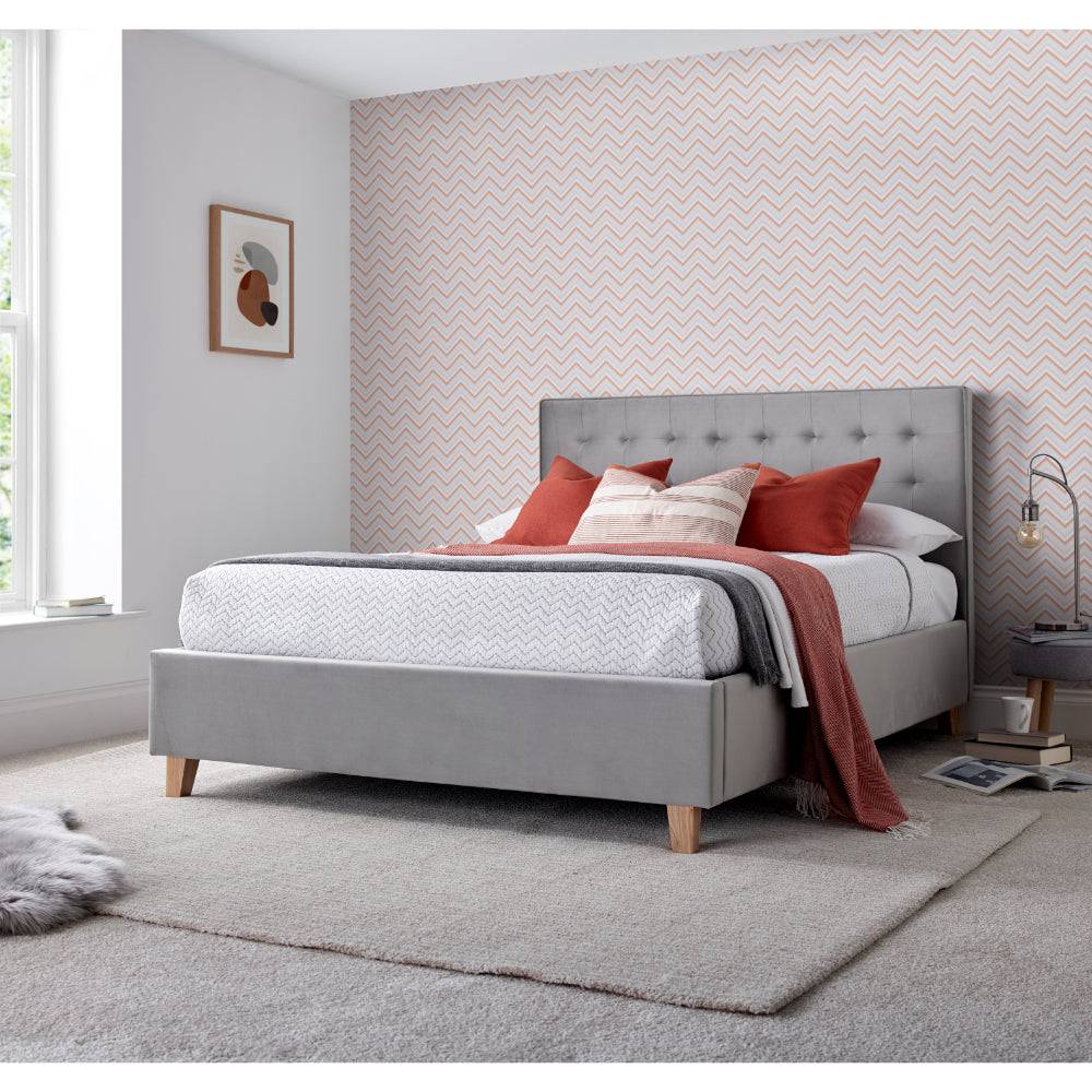 Kingham Ottoman Storage Bed - Grey Velvet - BedHut