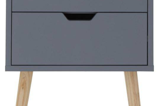 Nyborg Pair of 2 Drawer Bedsides - Dark Grey - BedHut