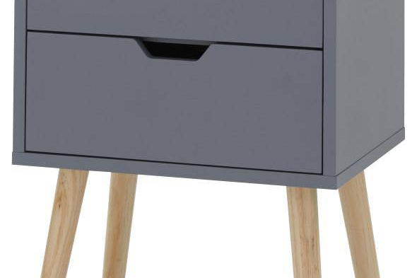 Nyborg Pair of 2 Drawer Bedsides - Dark Grey - BedHut
