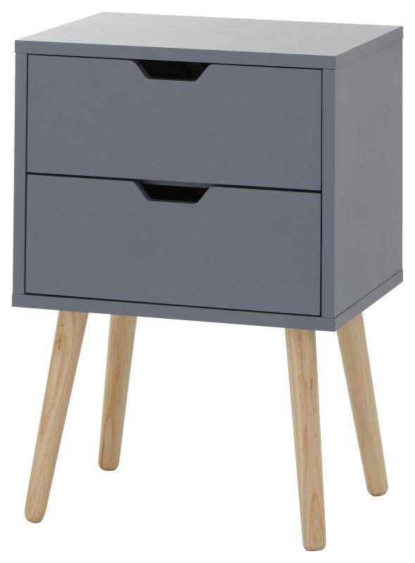 Nyborg Pair of 2 Drawer Bedsides - Dark Grey - BedHut