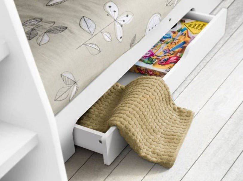 Orion White Wooden Storage Bunk Bed Frame 3ft Single - BedHut
