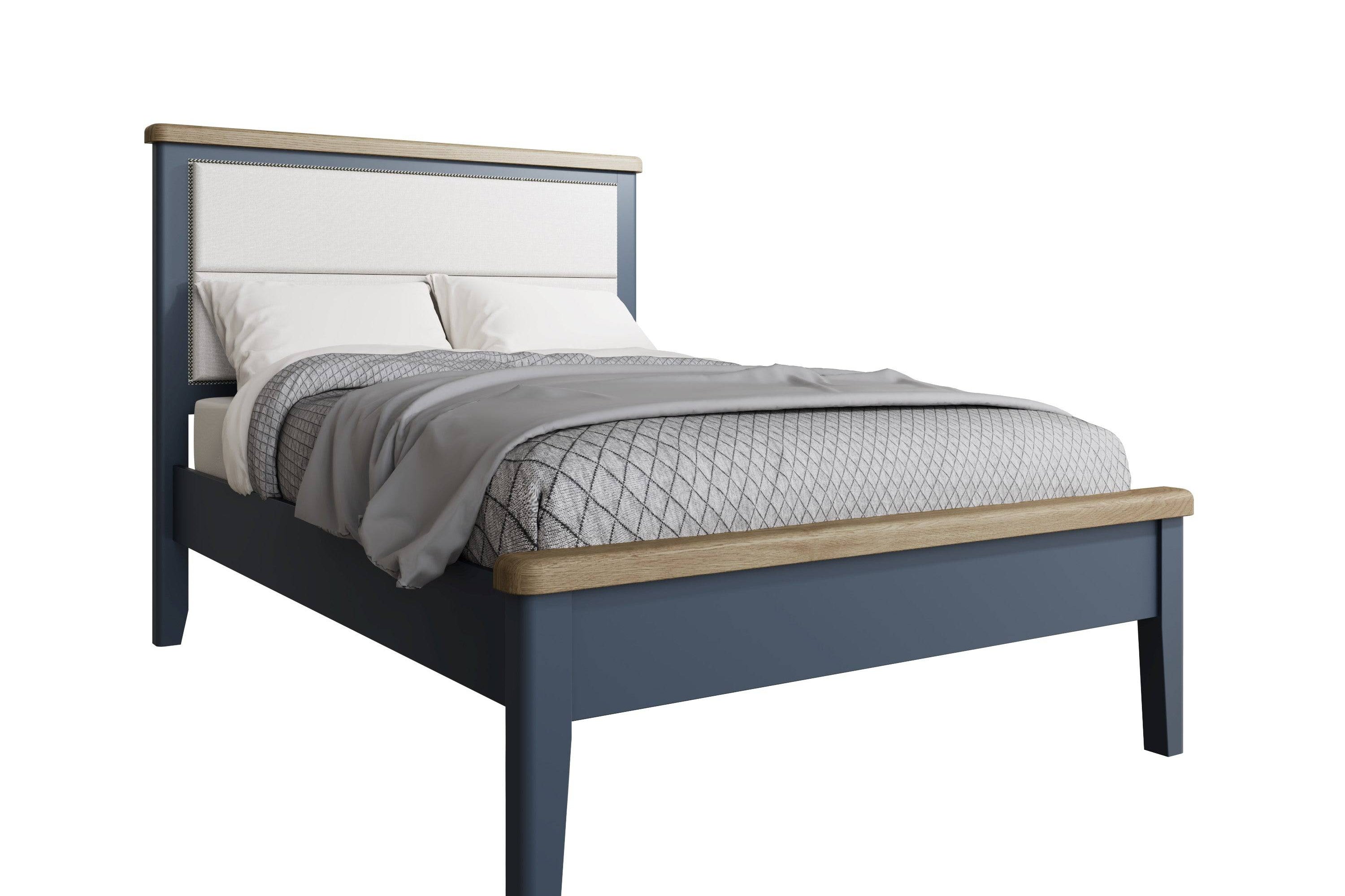 Atlantic Bed - Fabric Headboard, Low Footboard - Blue - BedHut
