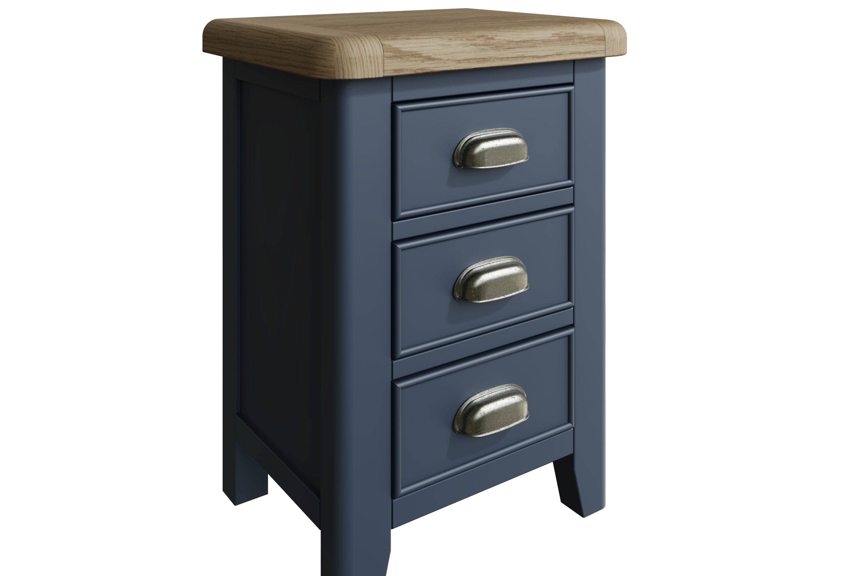 Atlantic 3 Drawer Bedside Cabinet - Blue - BedHut