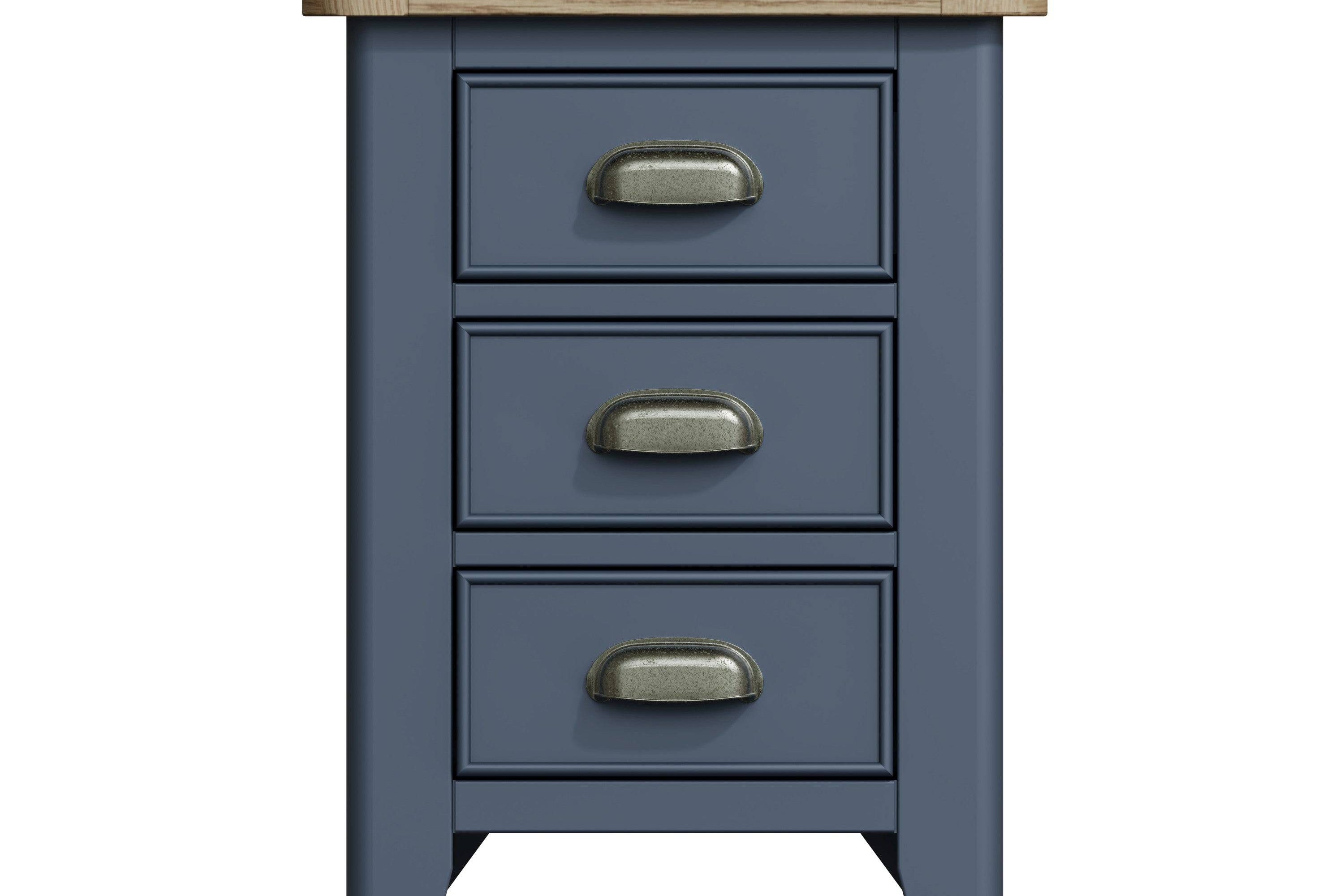 Atlantic 3 Drawer Bedside Cabinet - Blue - BedHut