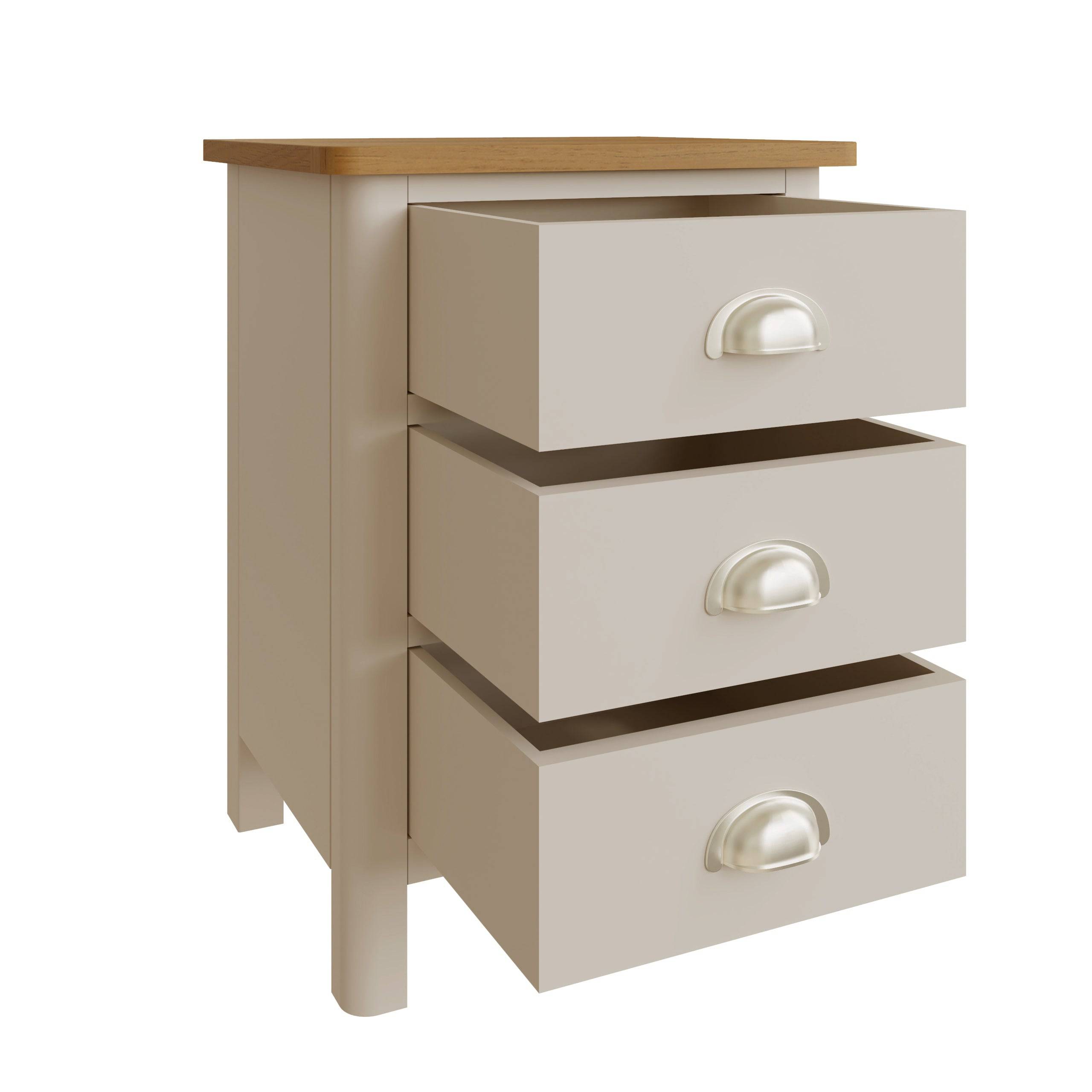 Stockholm 3 Drawer Bedside - Dove Grey - BedHut