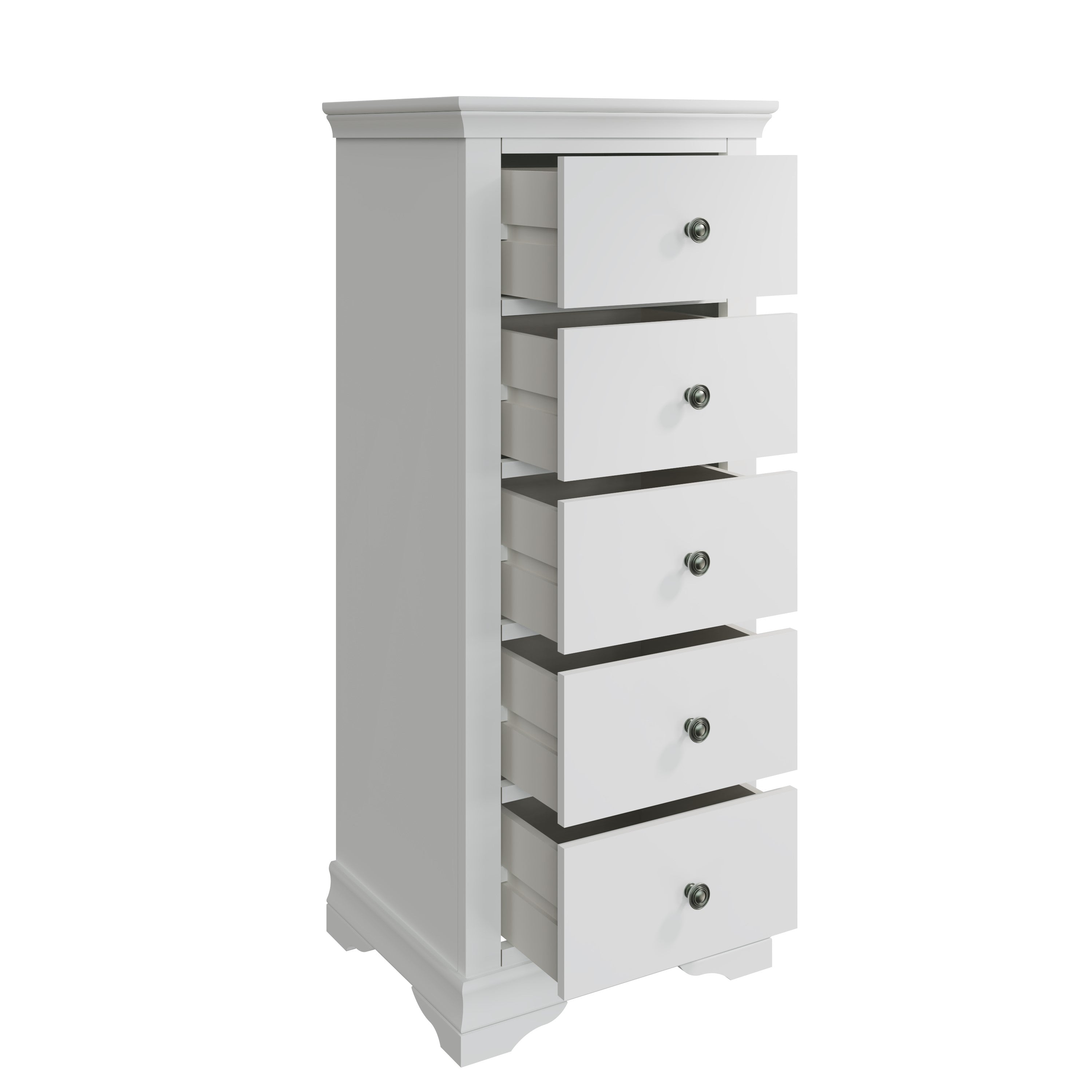 Eden 5 Drawer Wellington - White - BedHut