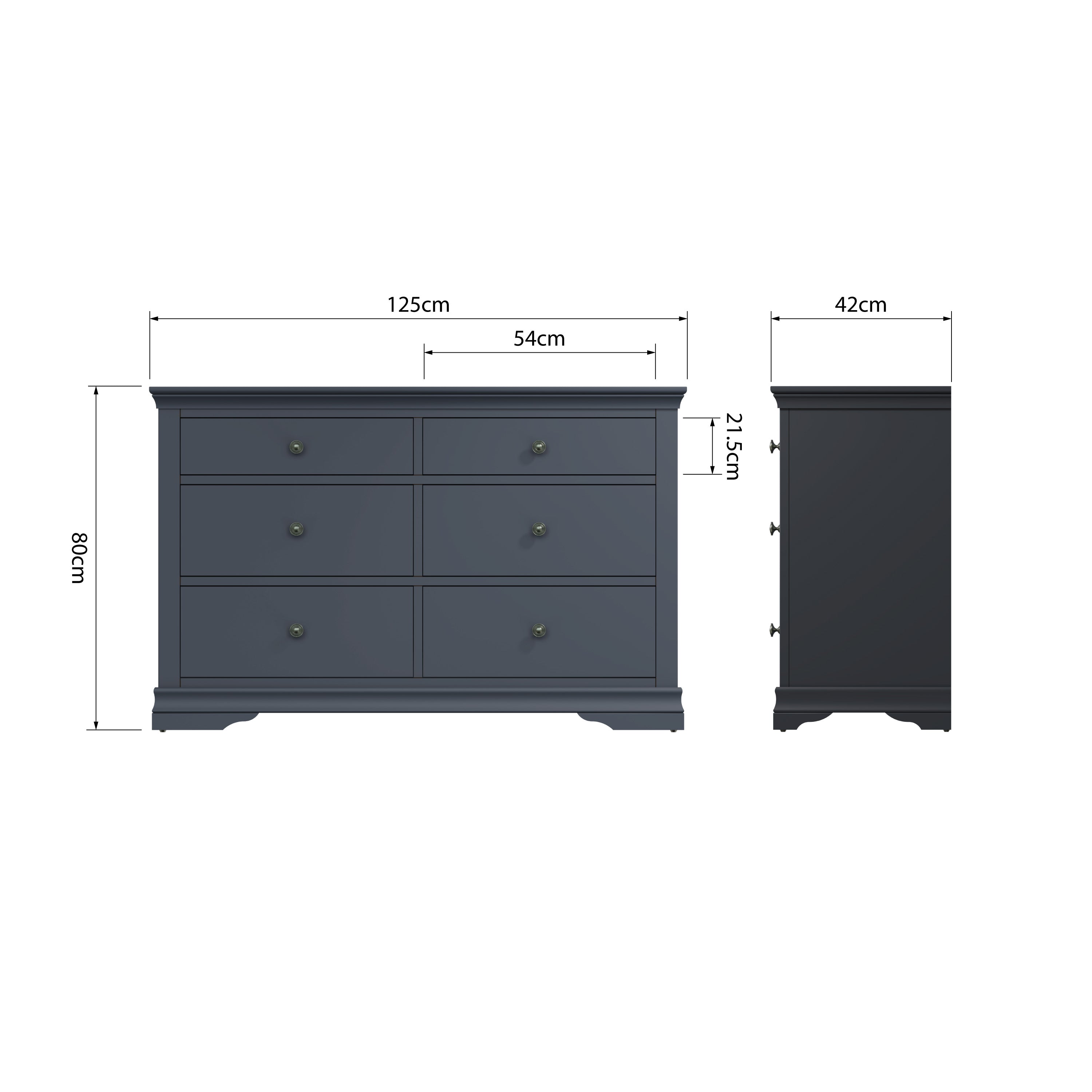 Eden 6 Drawer Chest - Midnight Grey - BedHut