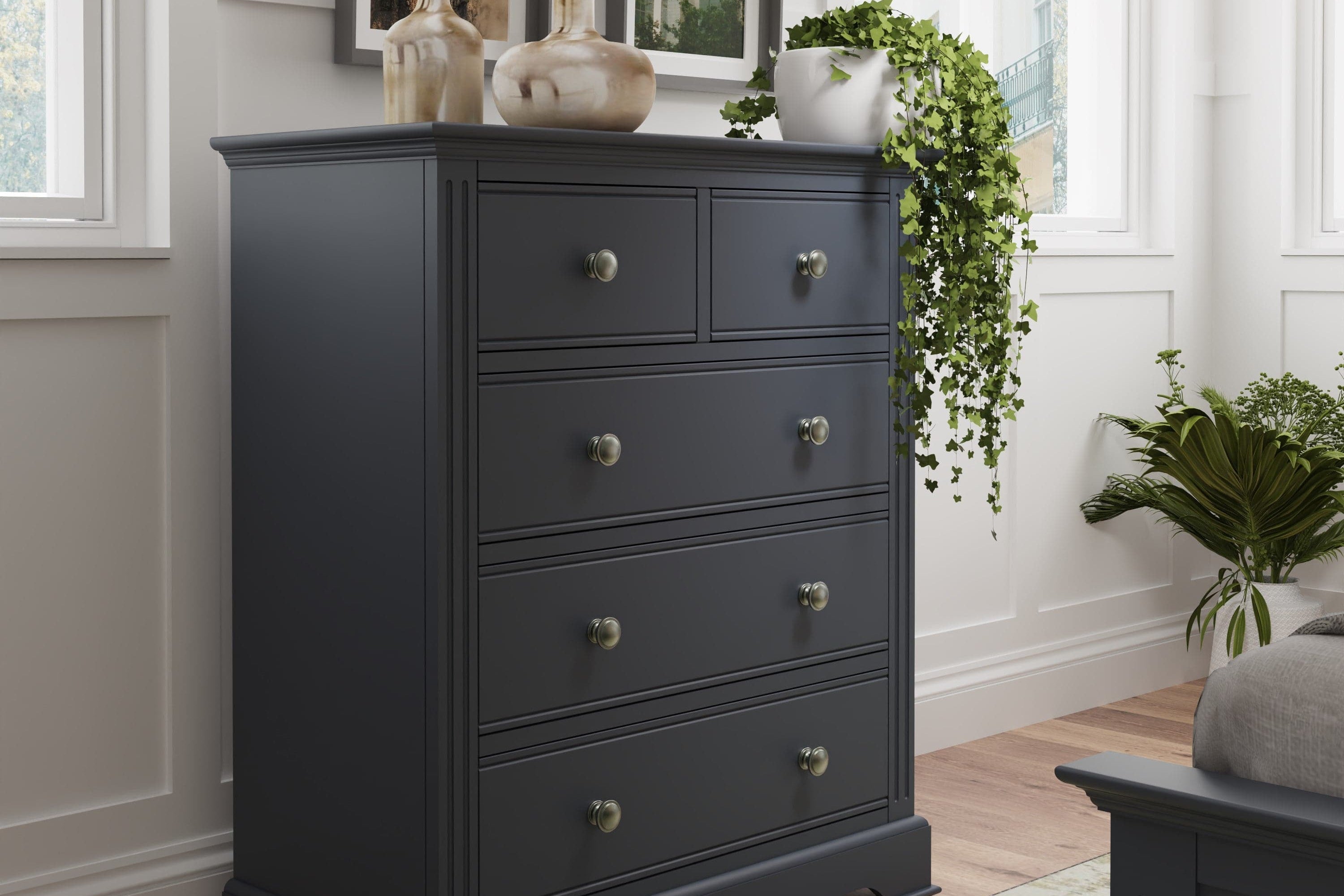 Starlight 2 Over 3 Chest of Drawers - Midnight Grey - BedHut