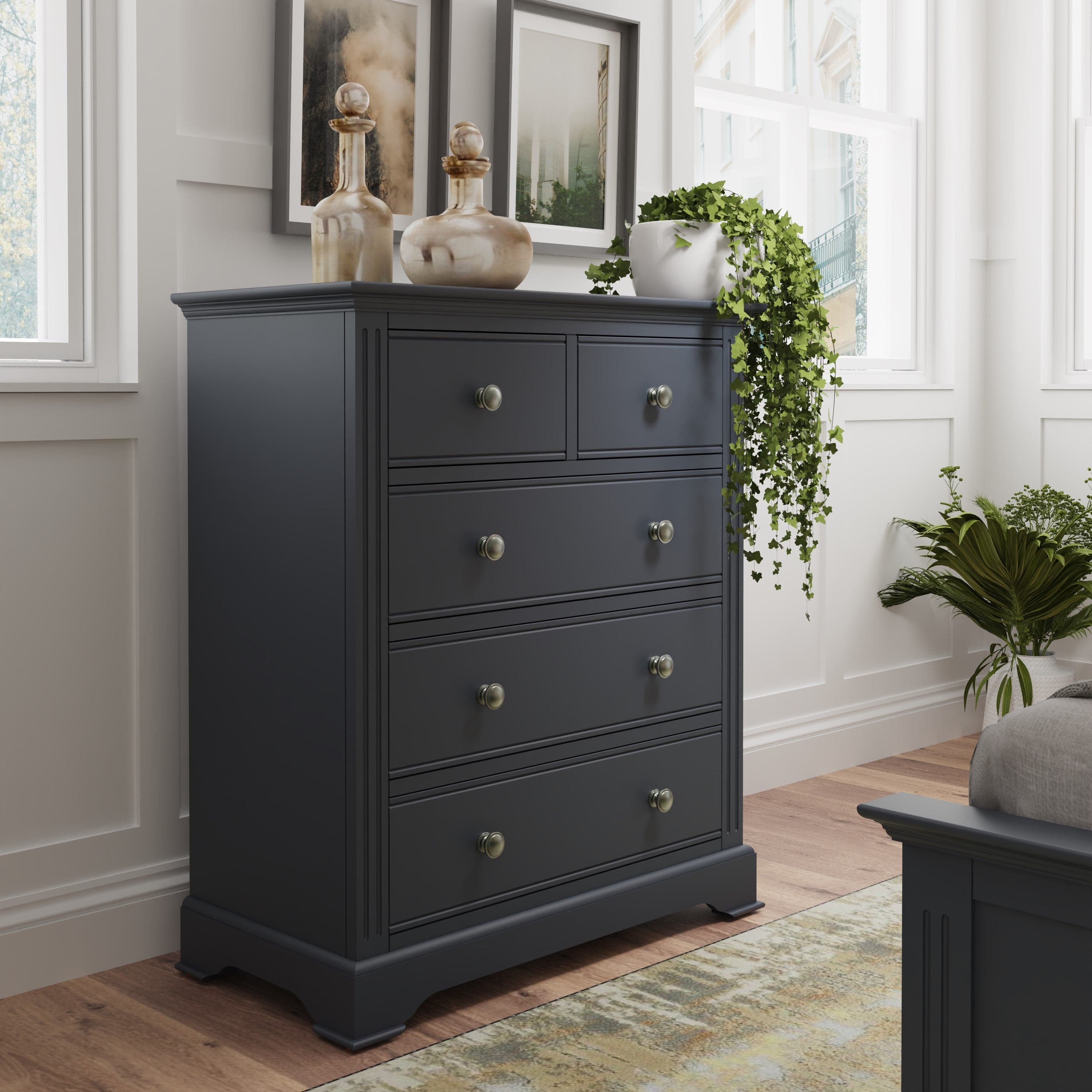 Starlight 2 Over 3 Chest of Drawers - Midnight Grey - BedHut