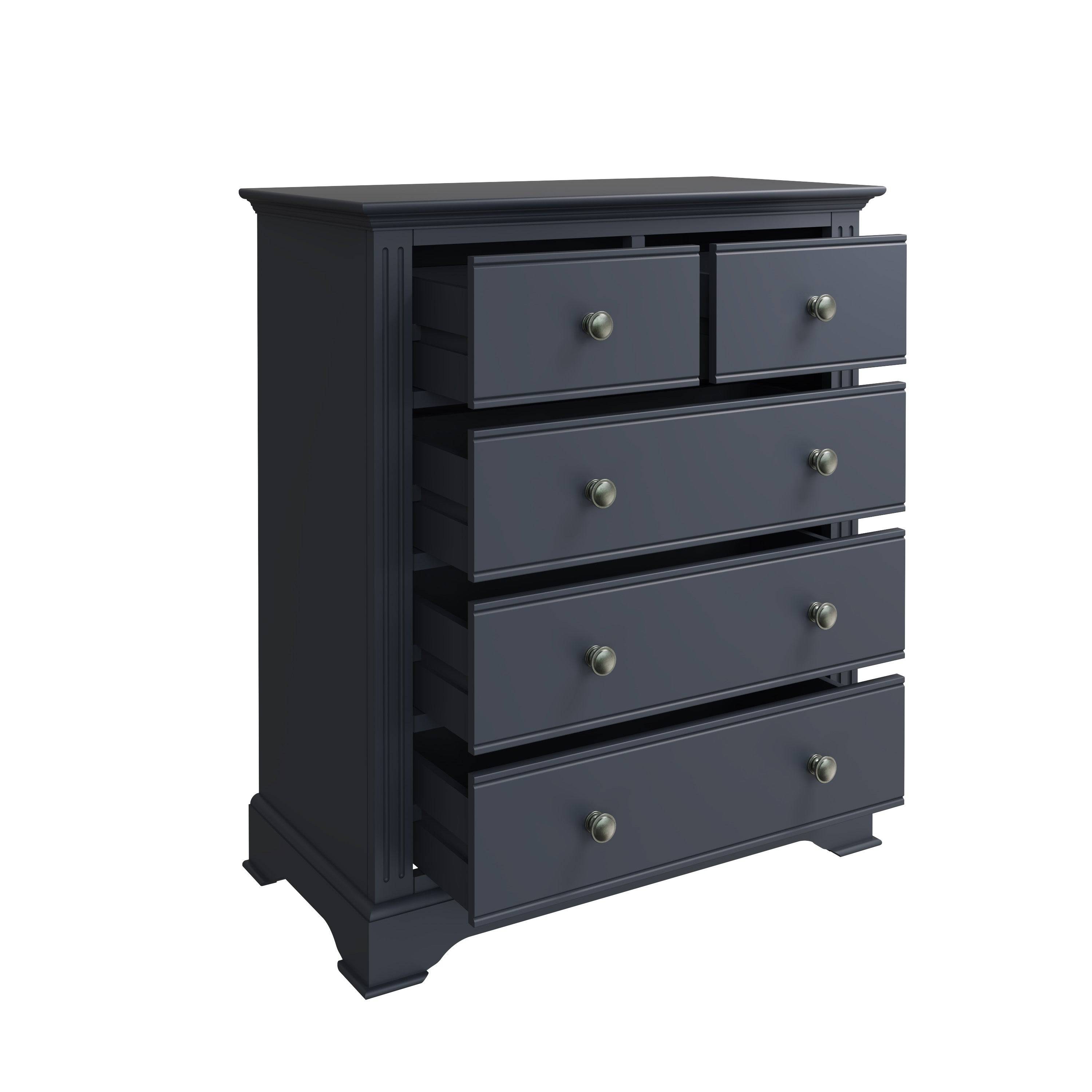 Starlight 2 Over 3 Chest of Drawers - Midnight Grey - BedHut