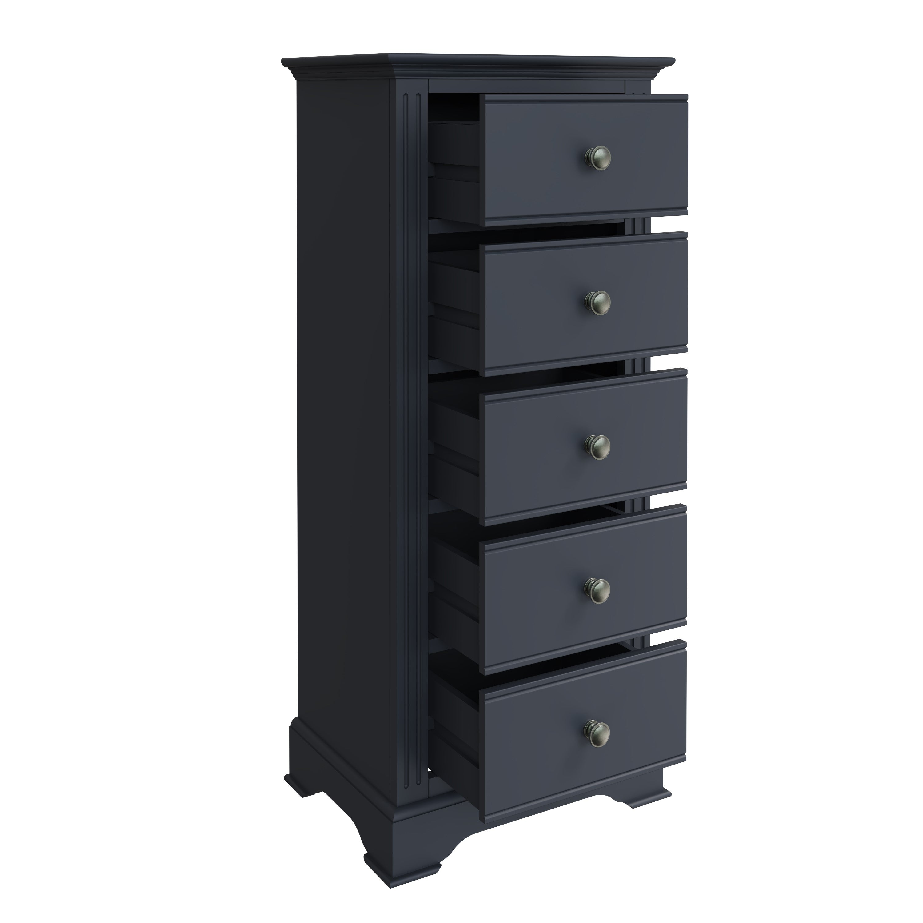 Starlight 5 Drawer Narrow Chest - Midnight Grey - BedHut