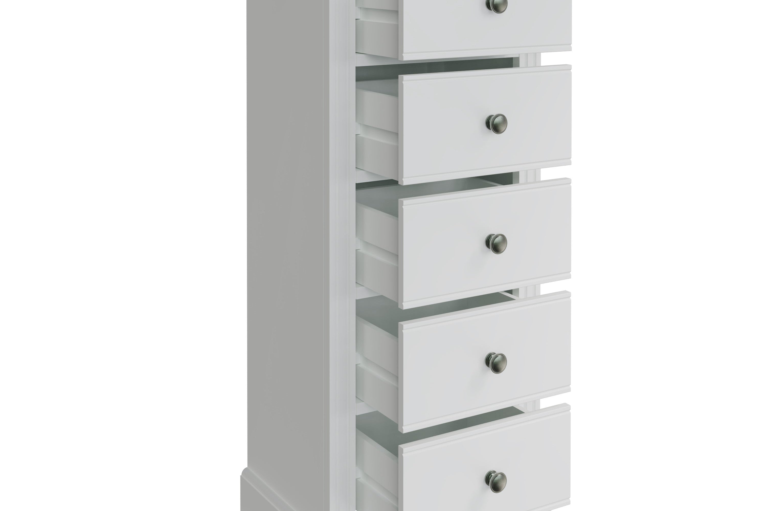 Starlight 5 Drawer Narrow Chest - White - BedHut