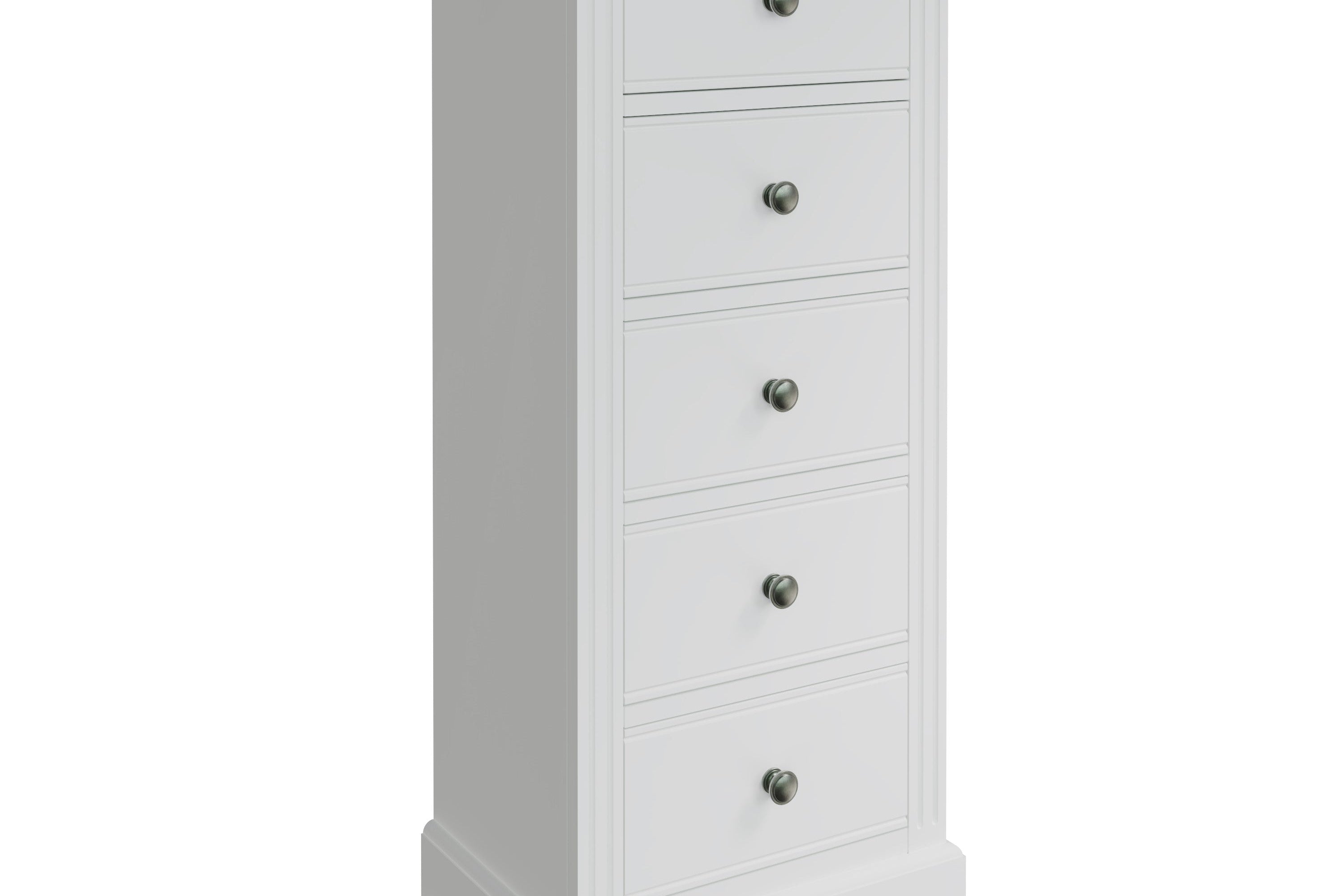 Starlight 5 Drawer Narrow Chest - White - BedHut