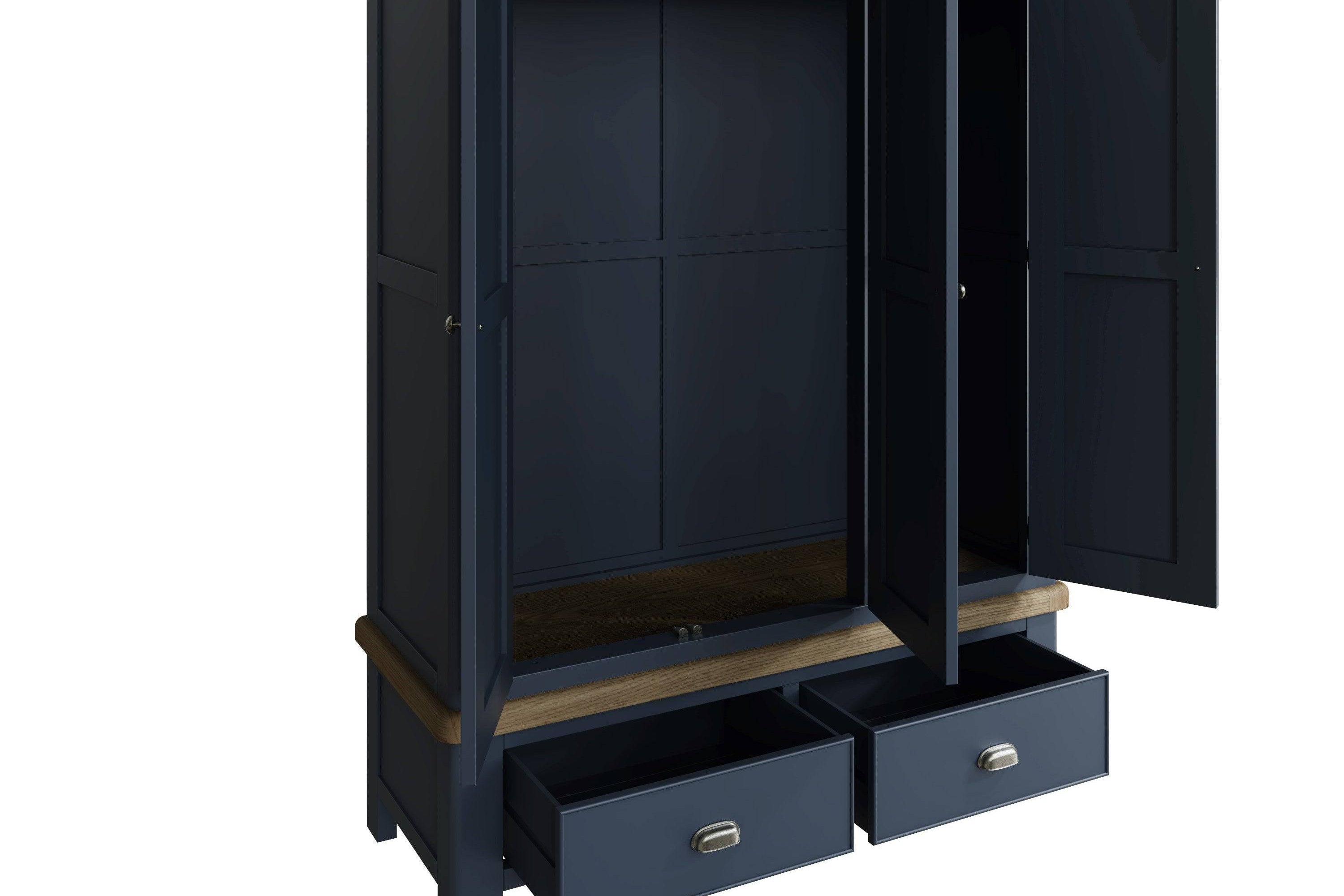 Atlantic 3 Door Wardrobe - Blue - BedHut