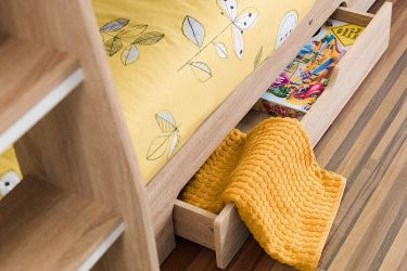 Orion Oak Wooden Storage Bunk Bed Frame 3ft Single - BedHut