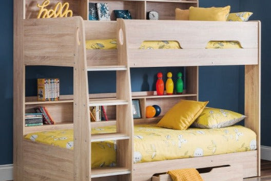 Orion Oak Wooden Storage Bunk Bed Frame 3ft Single - BedHut