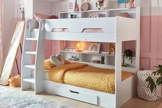 Orion White Wooden Storage Bunk Bed Frame 3ft Single - BedHut