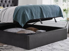 Calypso Velvet Smoke Ottoman Bed - Dante Furniture