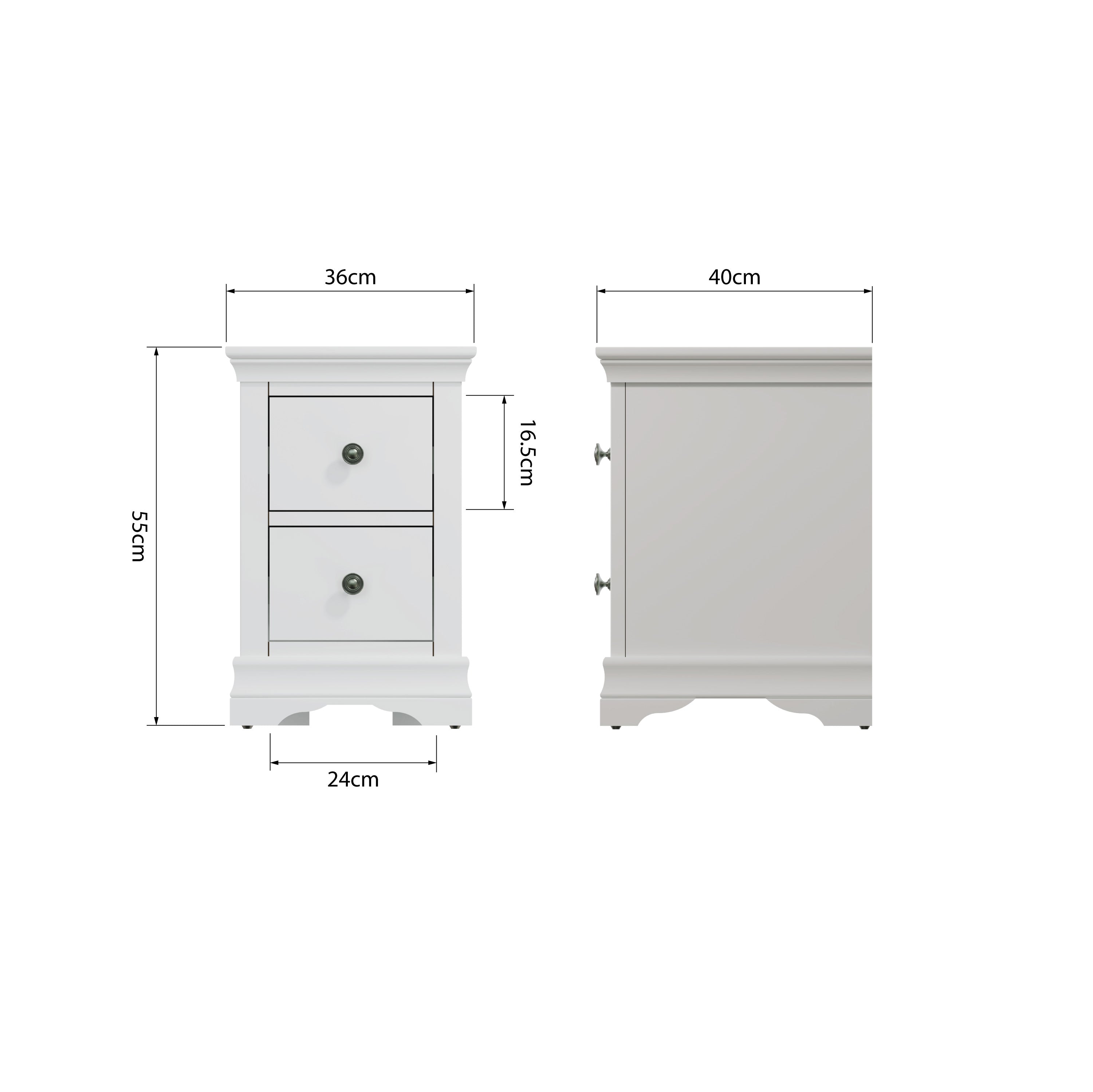 Eden 2 Drawer Bedside Cabinet - White - BedHut