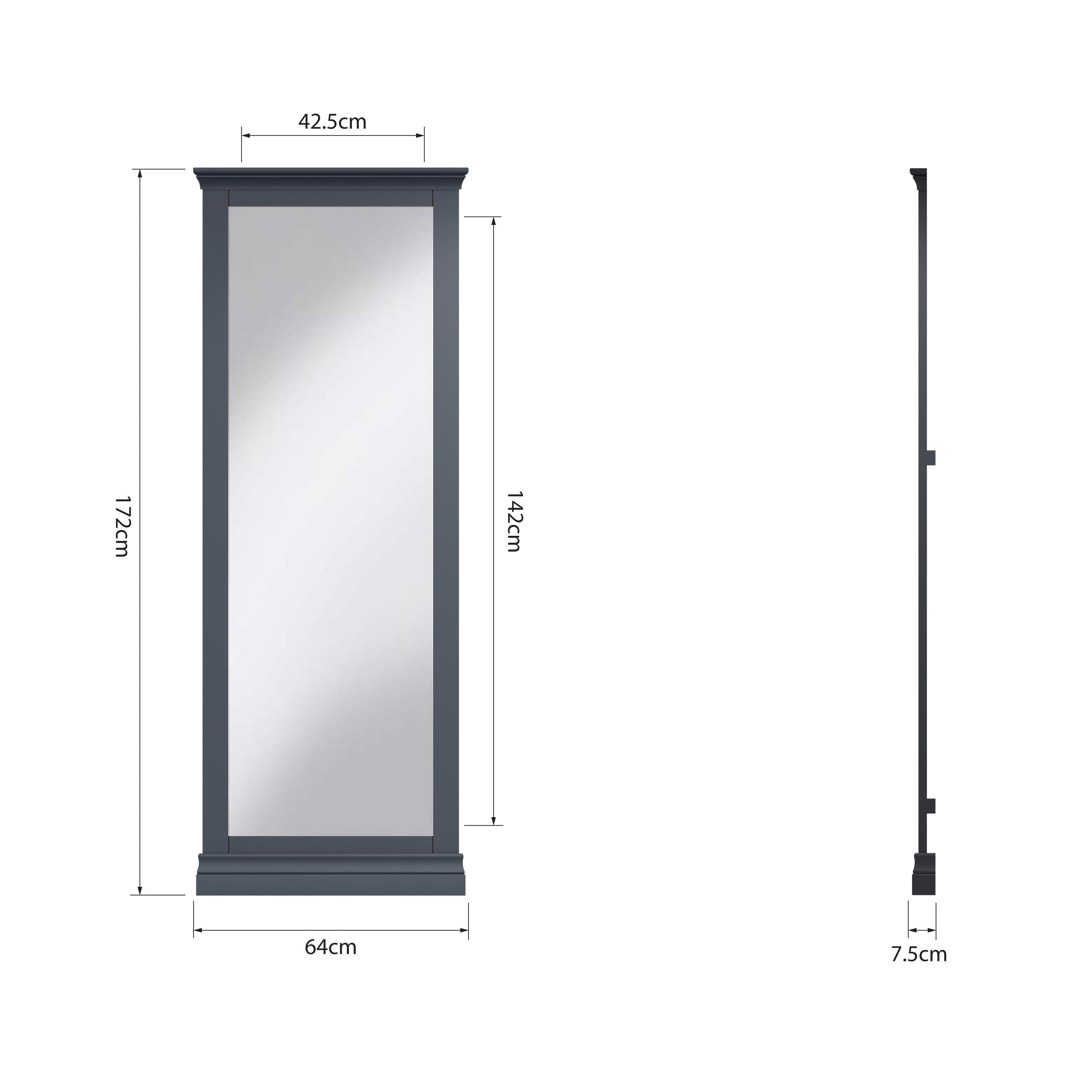 Eden Cheval Mirror - Midnight Grey - BedHut