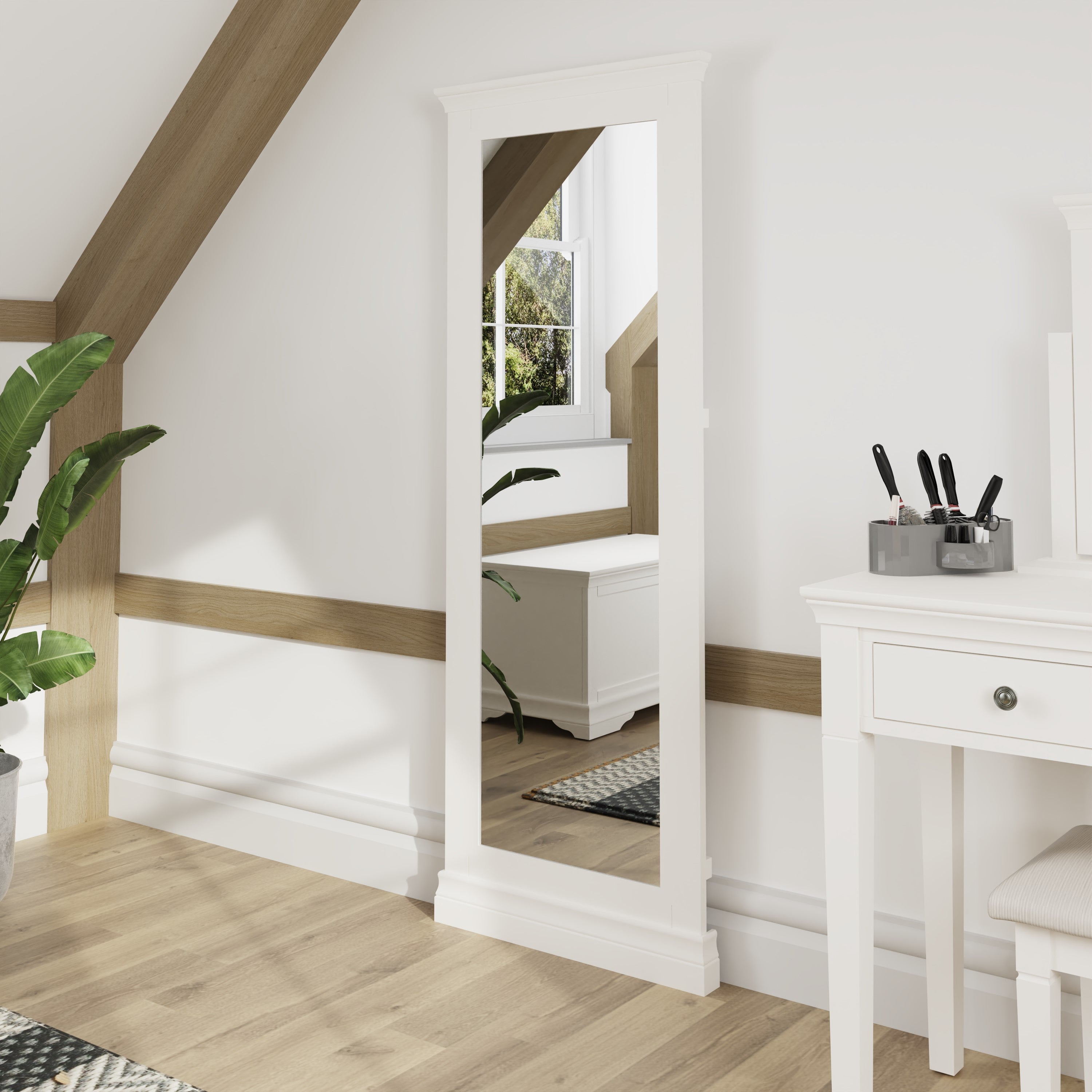 Eden Cheval Mirror - White - BedHut