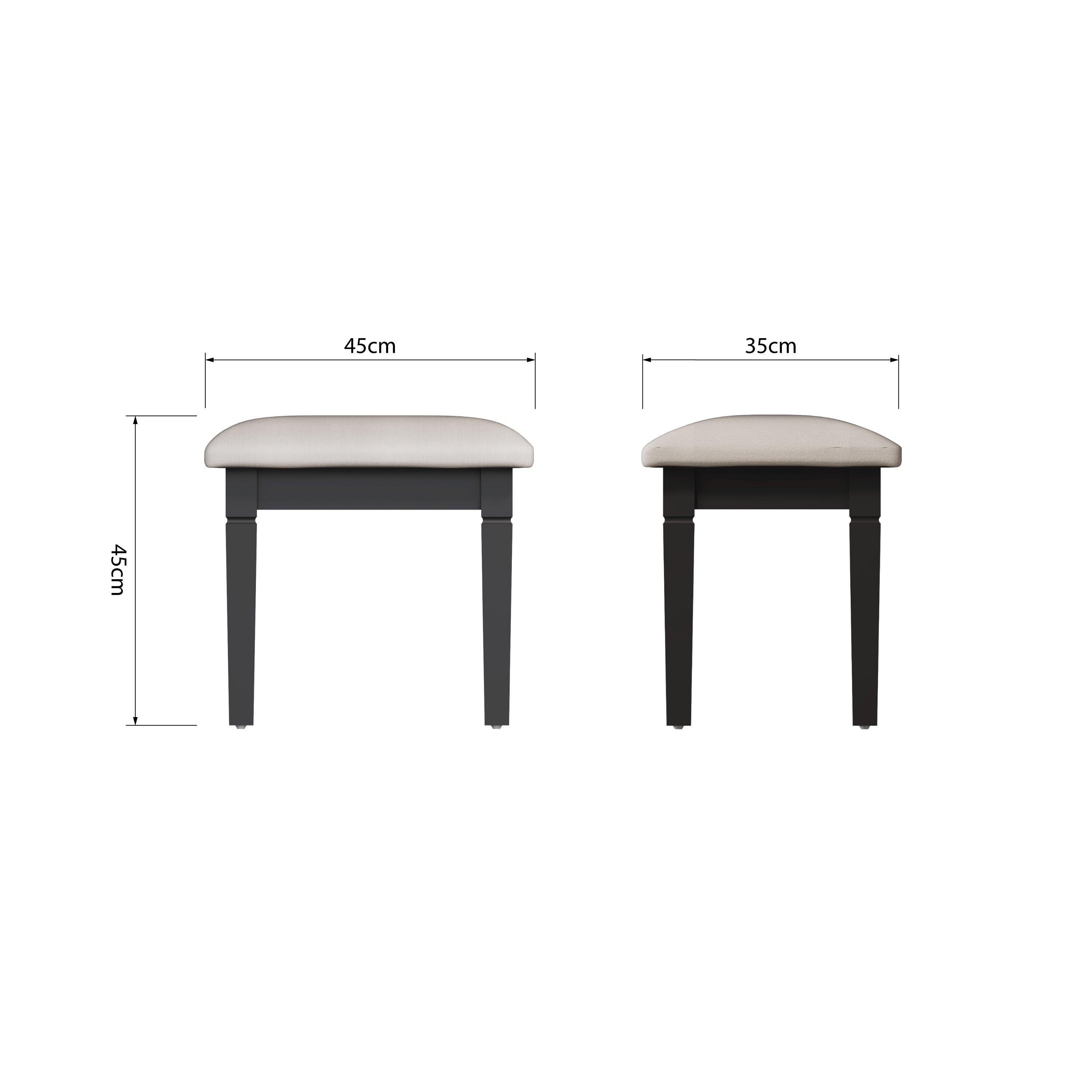 Eden Dressing Stool - Midnight Grey - BedHut