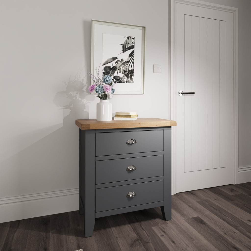 Cotswold 3 Drawer Chest - Charcoal - BedHut