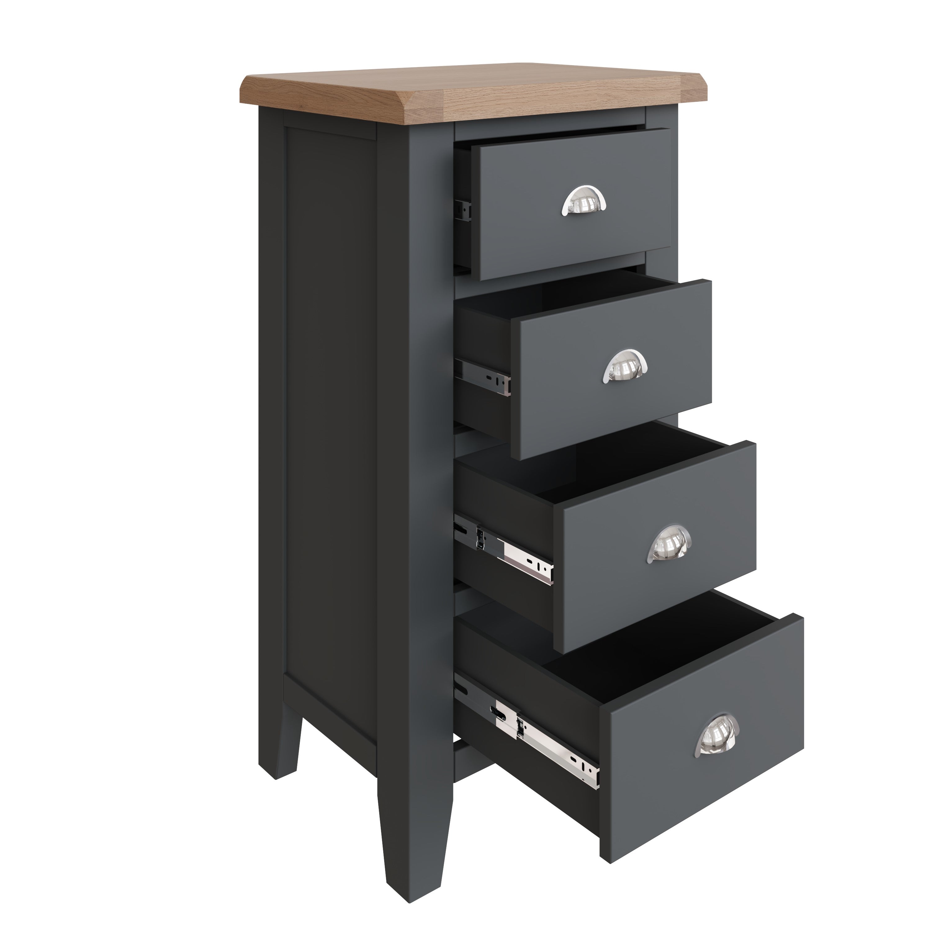 Cotswold 4 Drawer Narrow Chest - Charcoal - BedHut