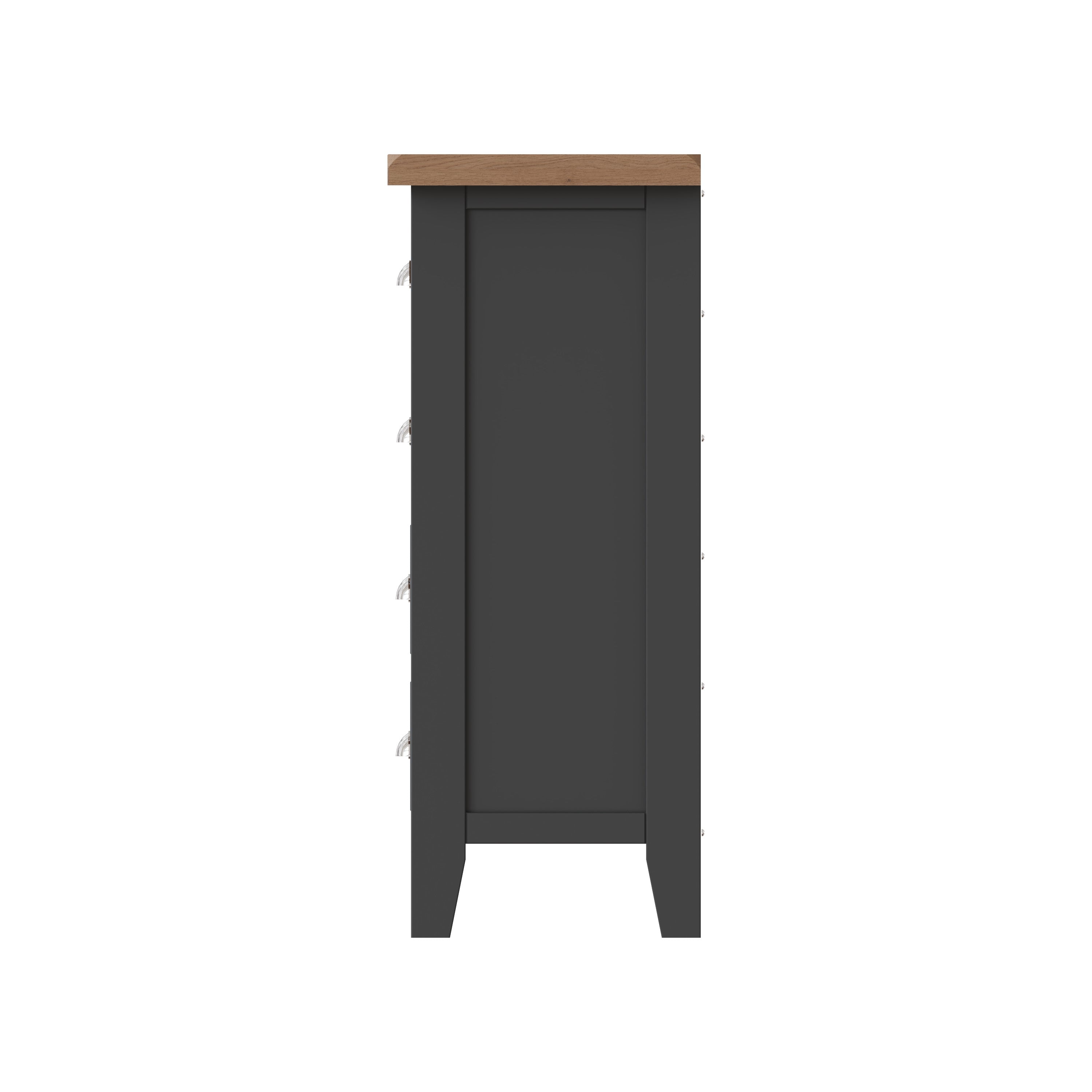 Cotswold 4 Drawer Narrow Chest - Charcoal - BedHut