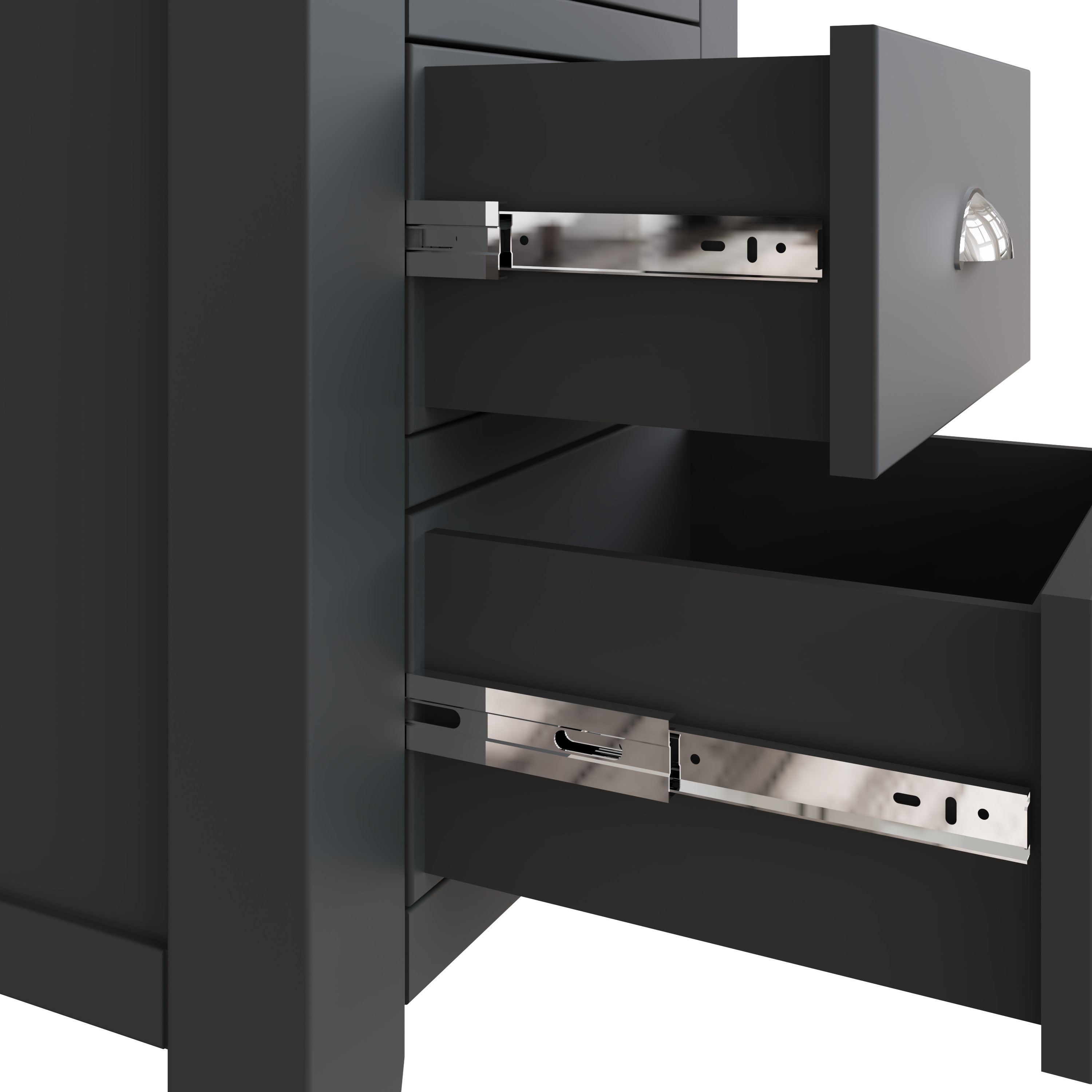 Cotswold 4 Drawer Narrow Chest - Charcoal - BedHut