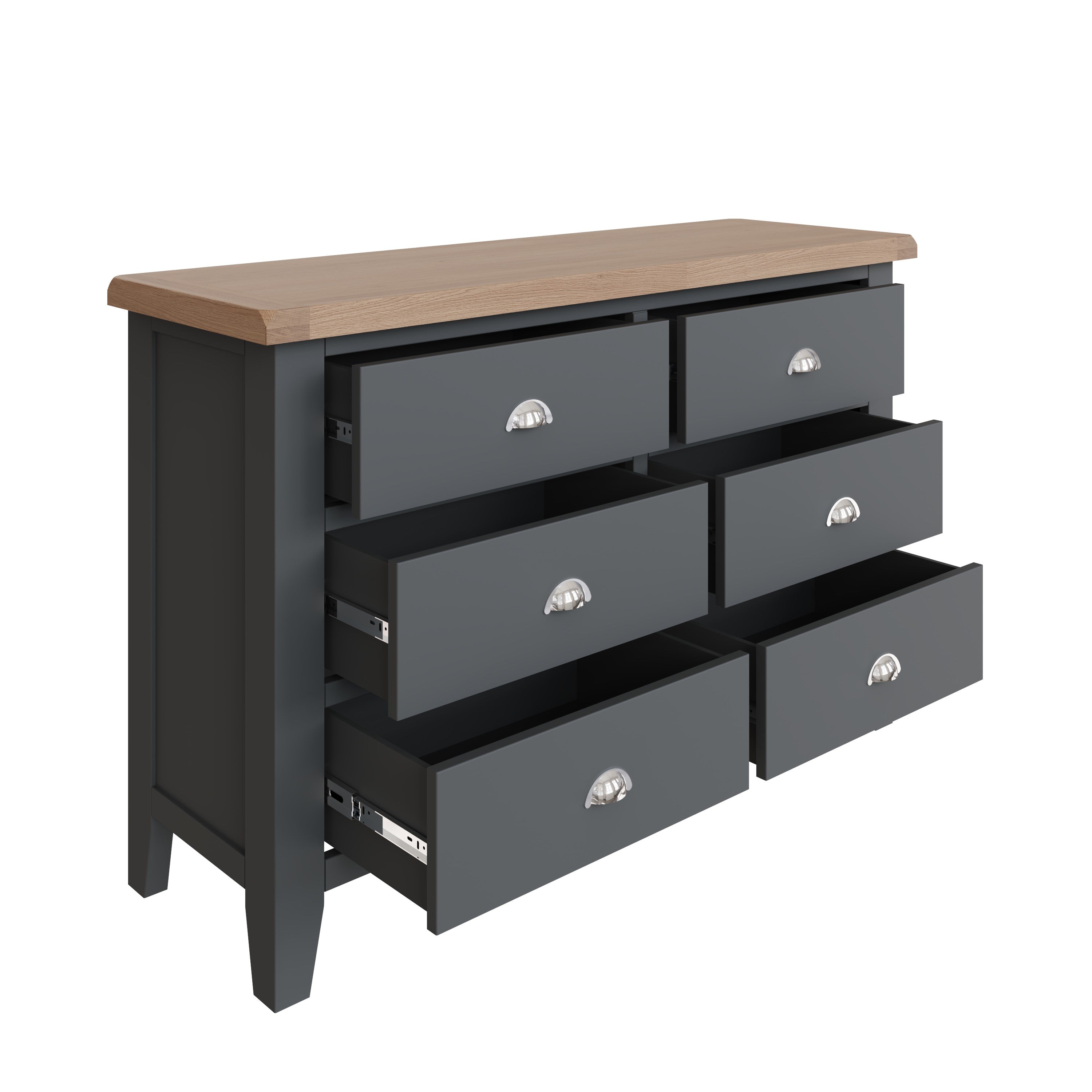 Cotswold 6 Drawer Chest - Charcoal - BedHut