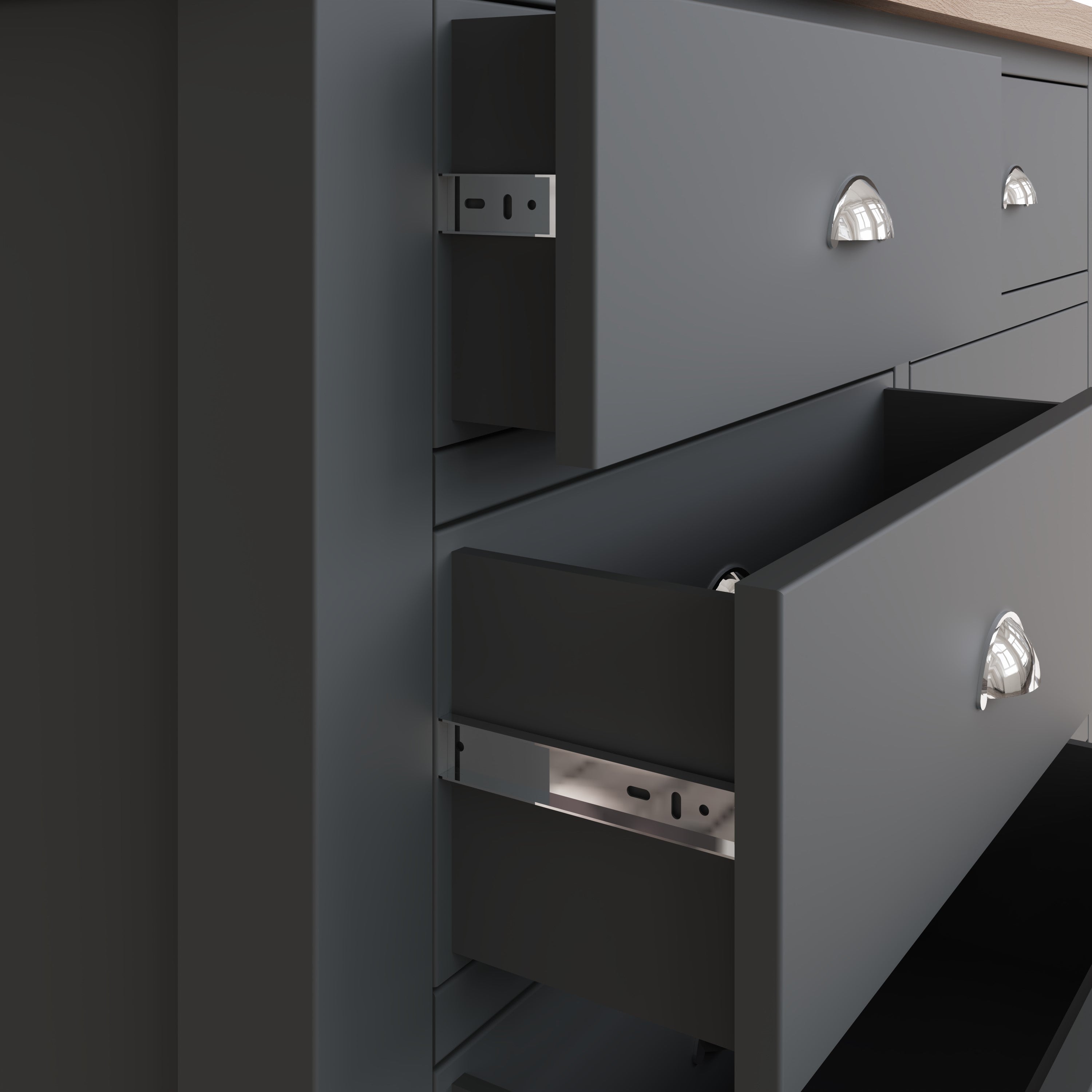 Cotswold 6 Drawer Chest - Charcoal - BedHut