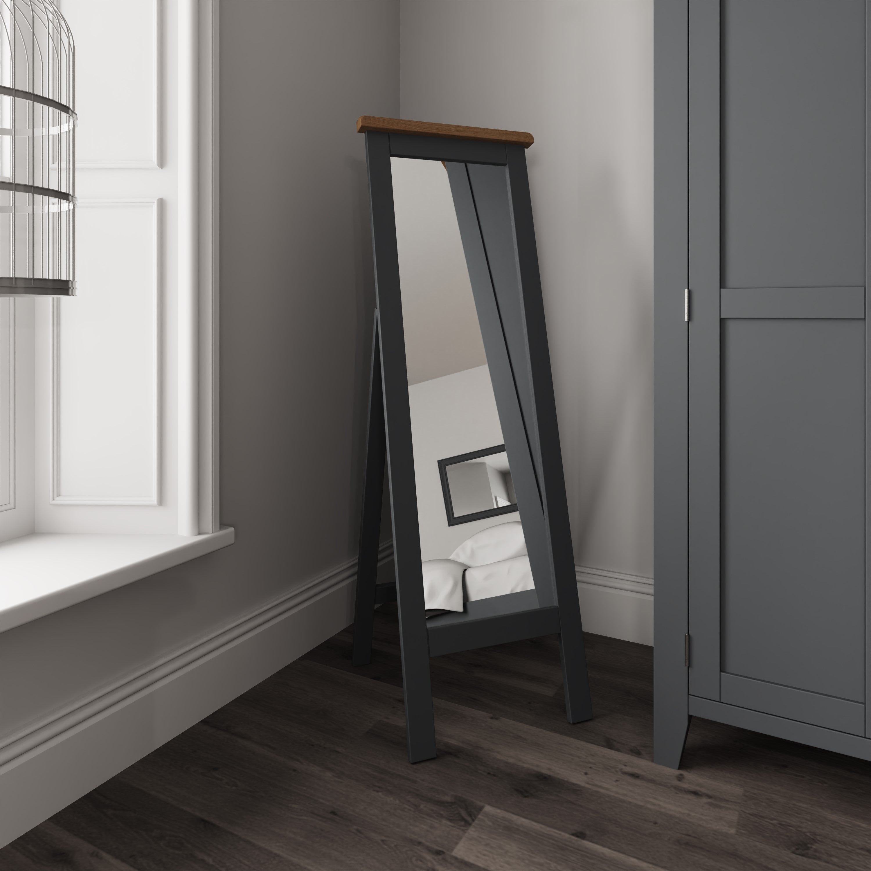 Cotswold Cheval Mirror - Charcoal - BedHut