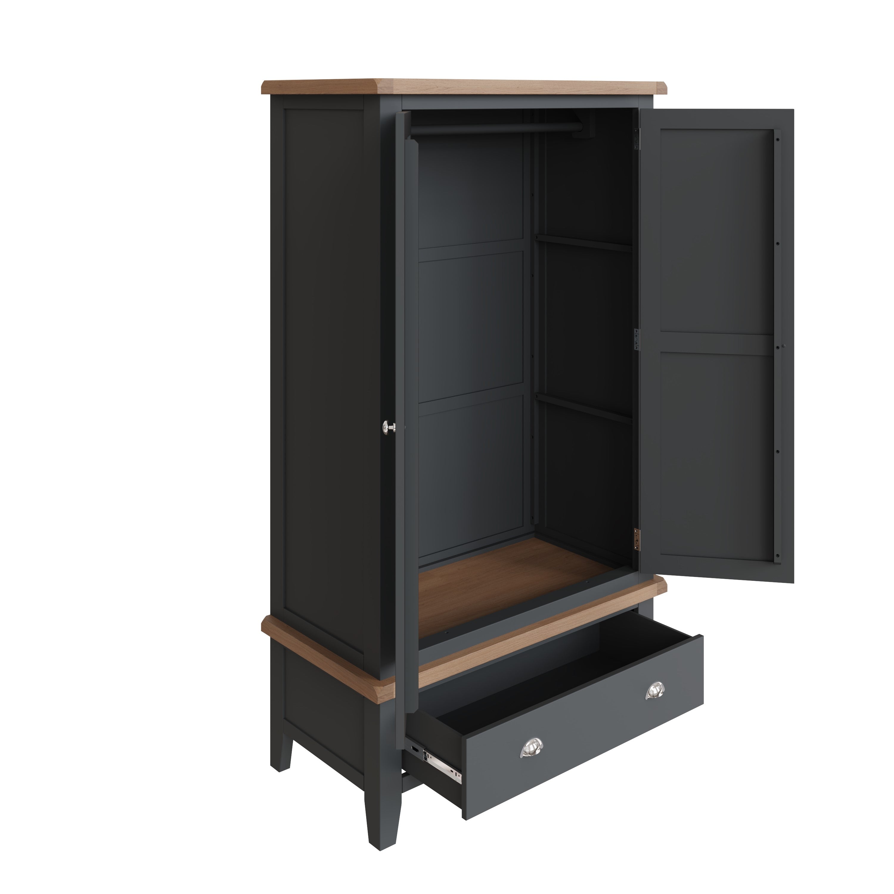Cotswold 2 Door Wardrobe - Charcoal - BedHut