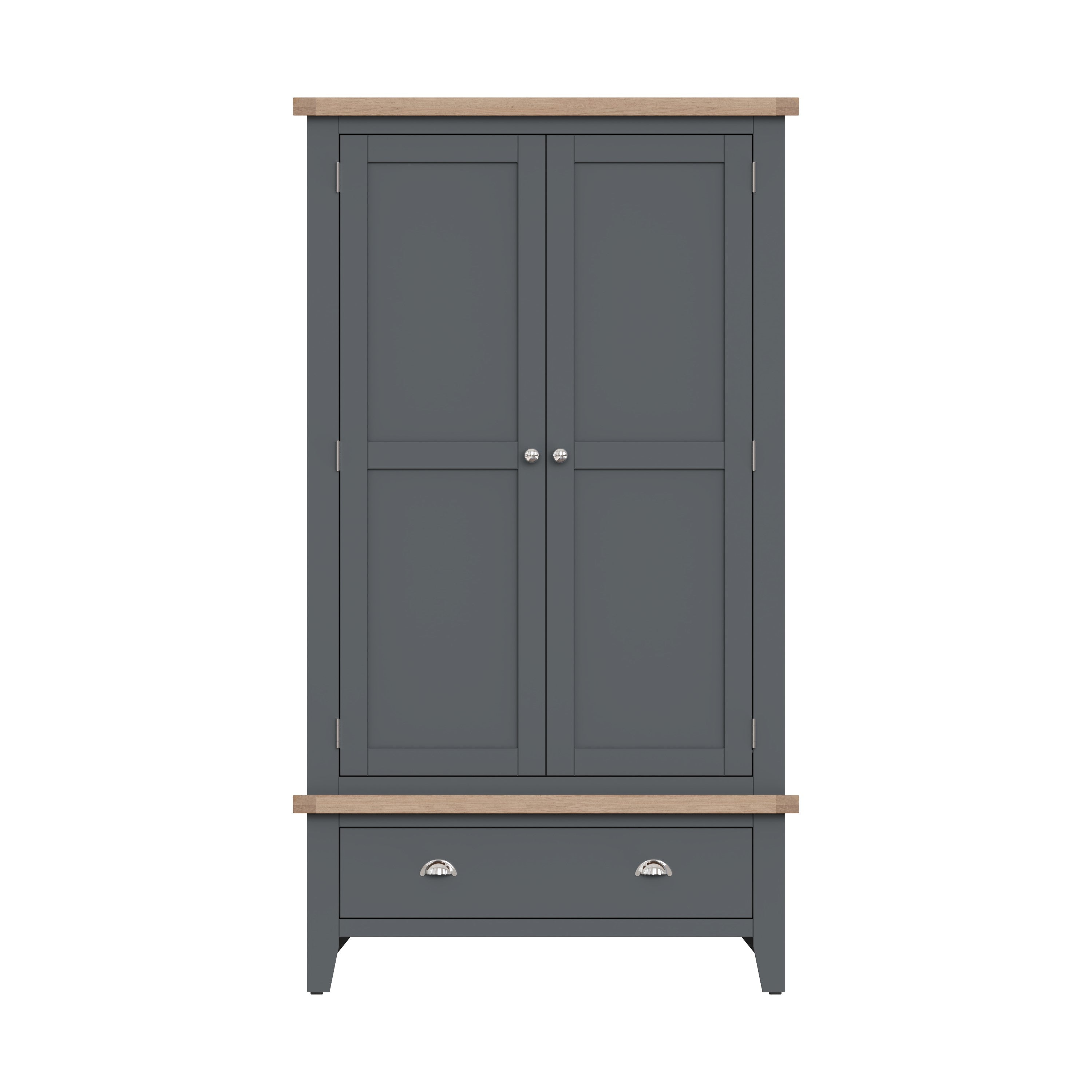Cotswold 2 Door Wardrobe - Charcoal - BedHut
