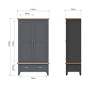 Cotswold 2 Door Wardrobe - Charcoal - BedHut