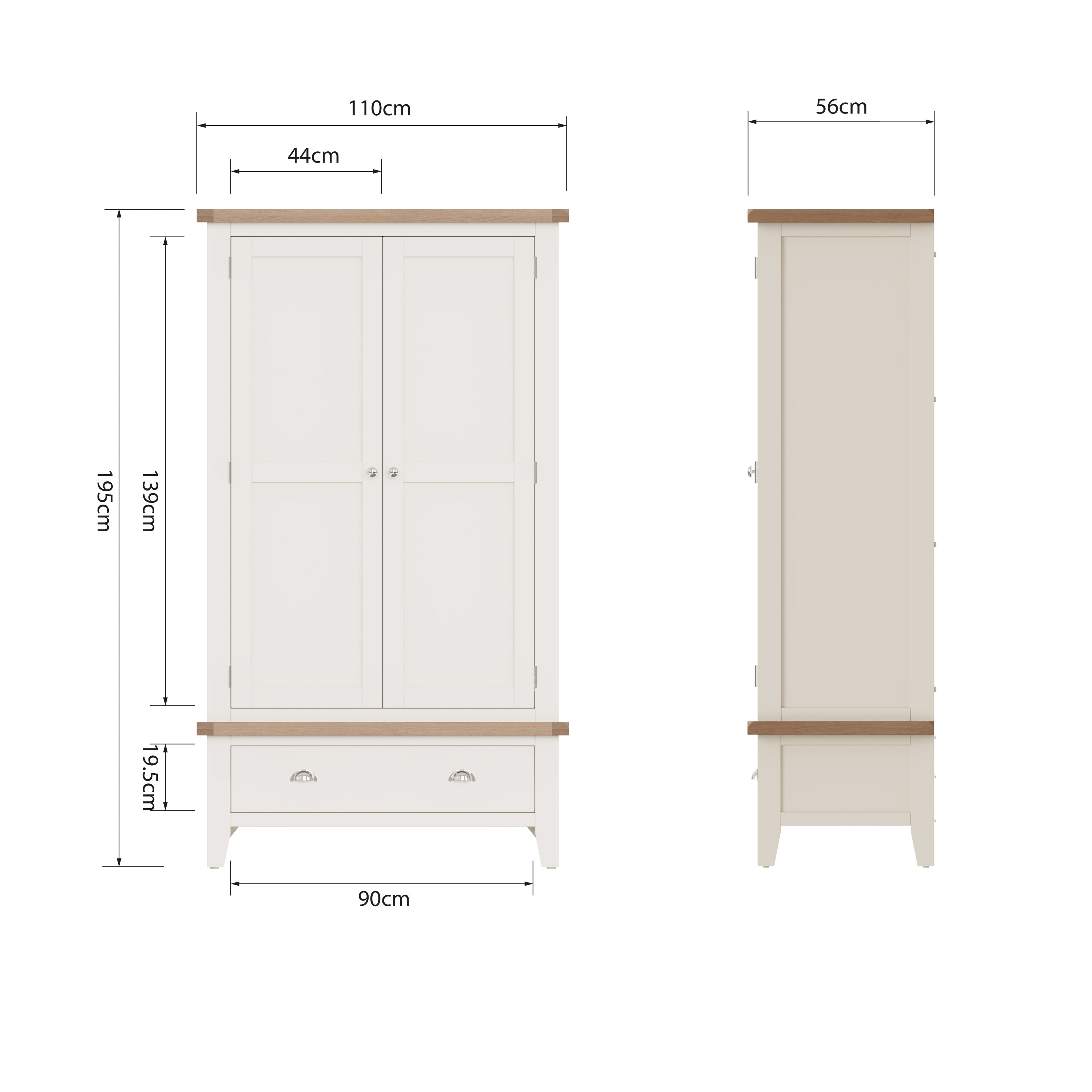Cotswold 2 Door Wardrobe - White - BedHut