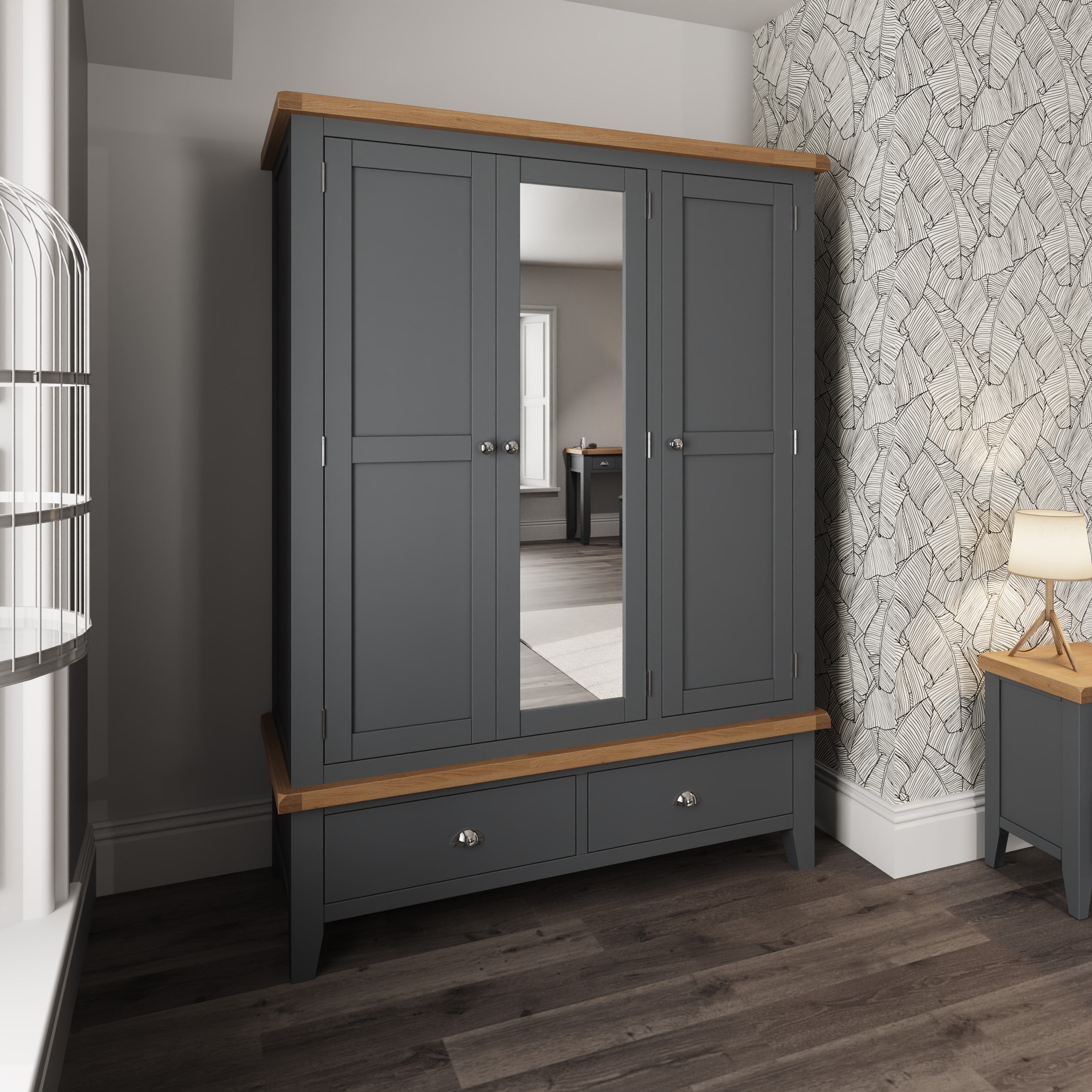 Cotswold 3 Door Wardrobe - Charcoal - BedHut